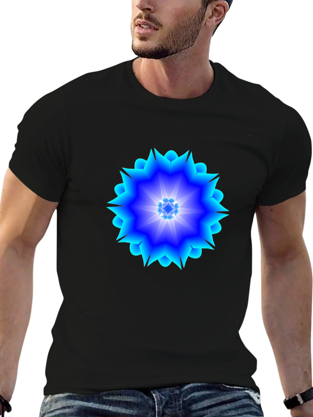 Geometric Blue Burst T-Shirt