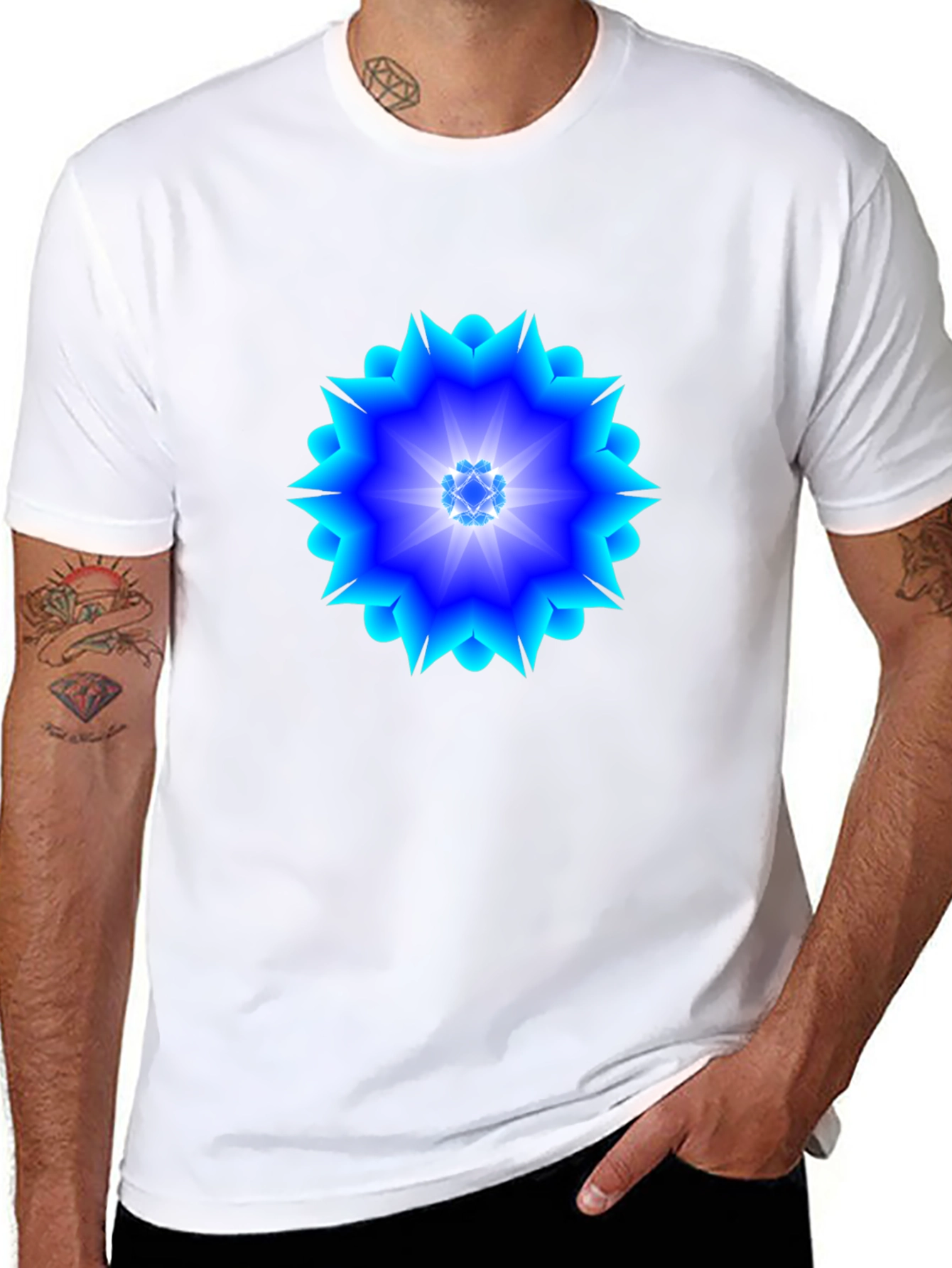 Geometric Blue Burst T-Shirt