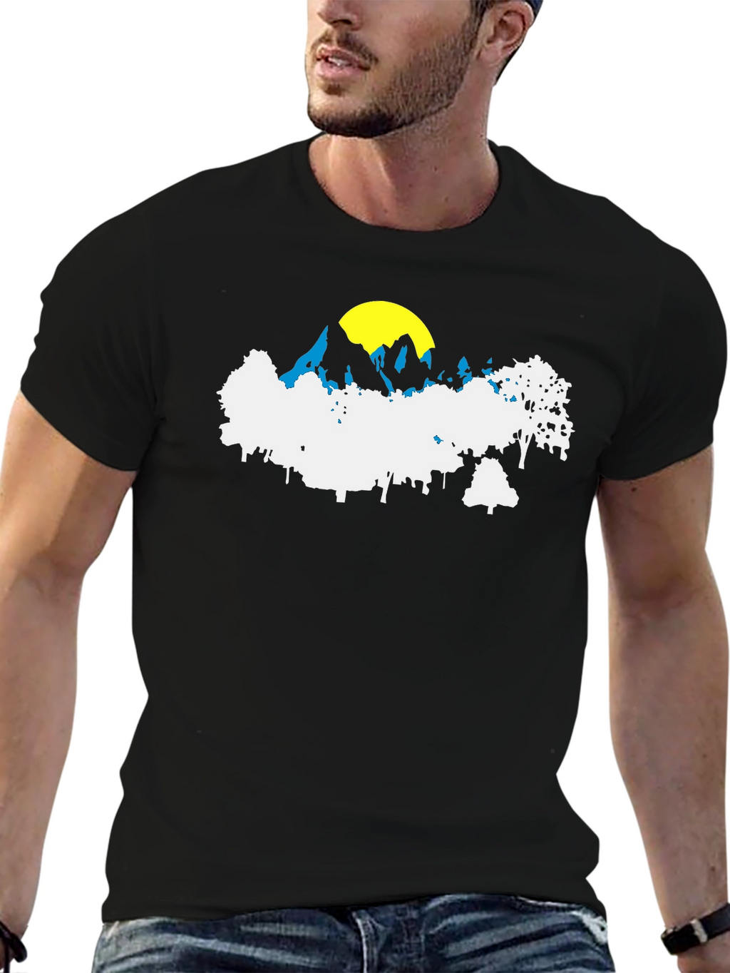 Mountainscape Graphic T-Shirt - Black