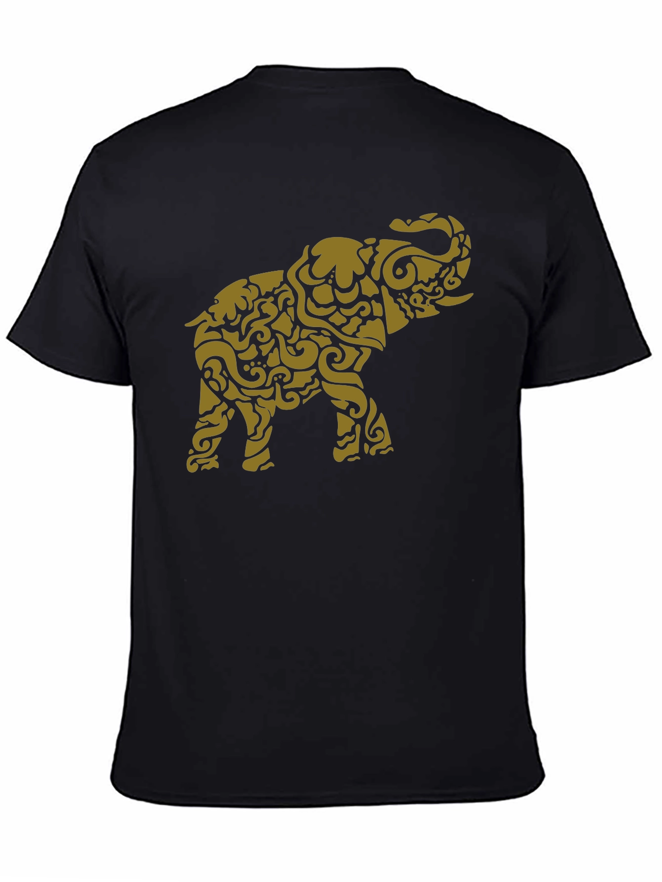 Stylish Elephant Graphic Tee - Black