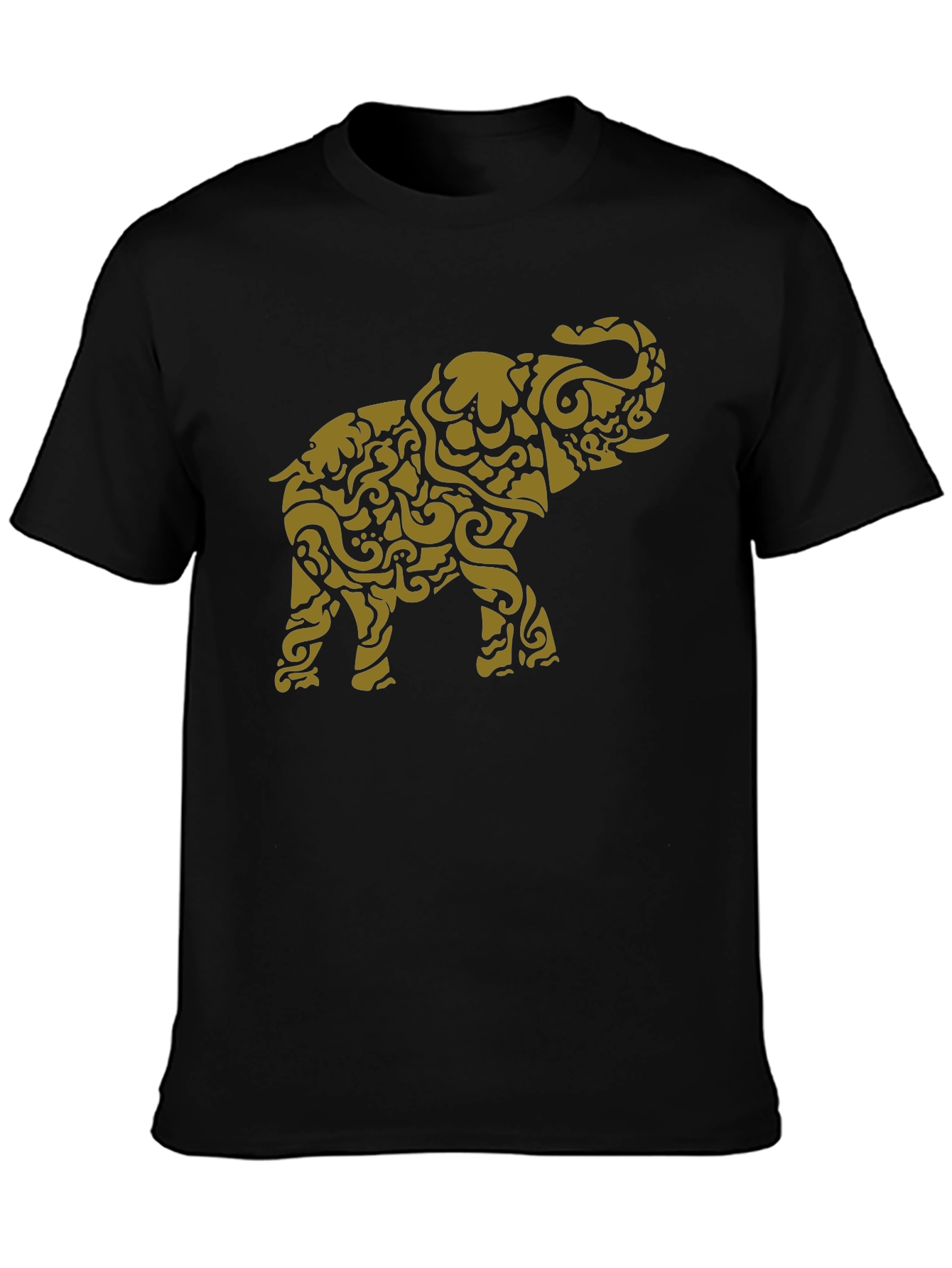 Stylish Elephant Graphic Tee - Black