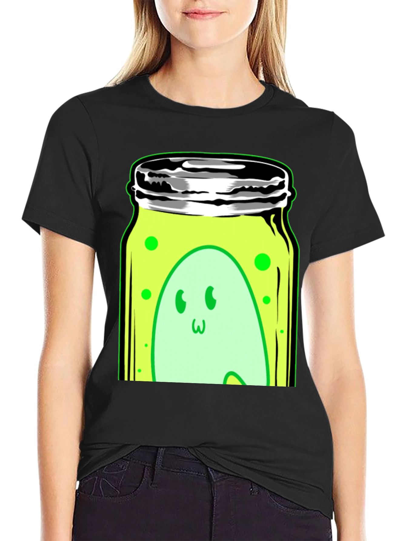 Ghost in a Jar Graphic Tee - Black Cotton Blend