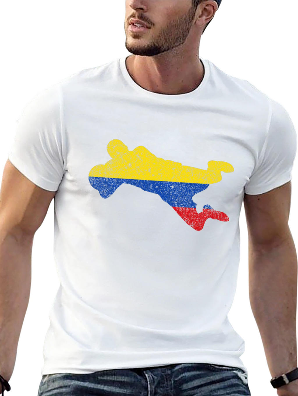 Colombia Flag Silhouette Black T-Shirt