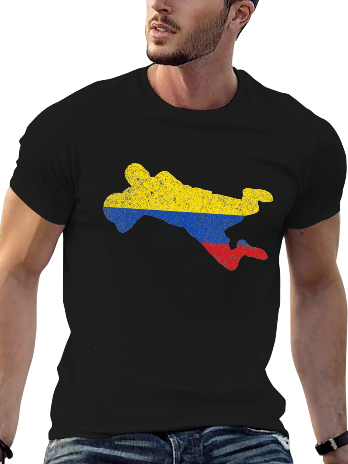 Colombia Flag Silhouette Black T-Shirt