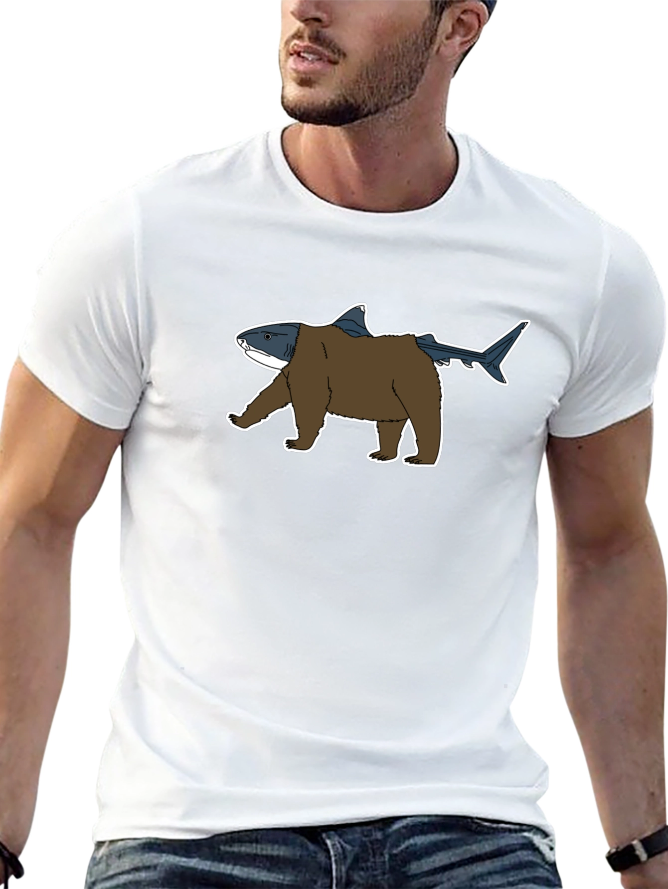 Bear Shark Graphic Tee - Unique Animal Hybrid Design