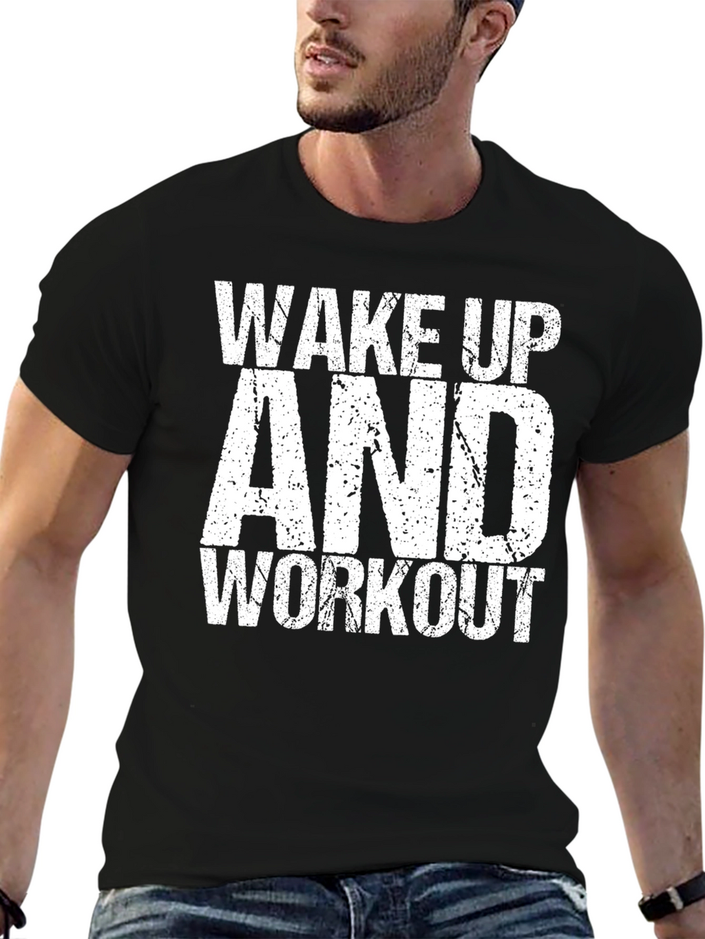 Wake Up and Workout Graphic Tee - Black