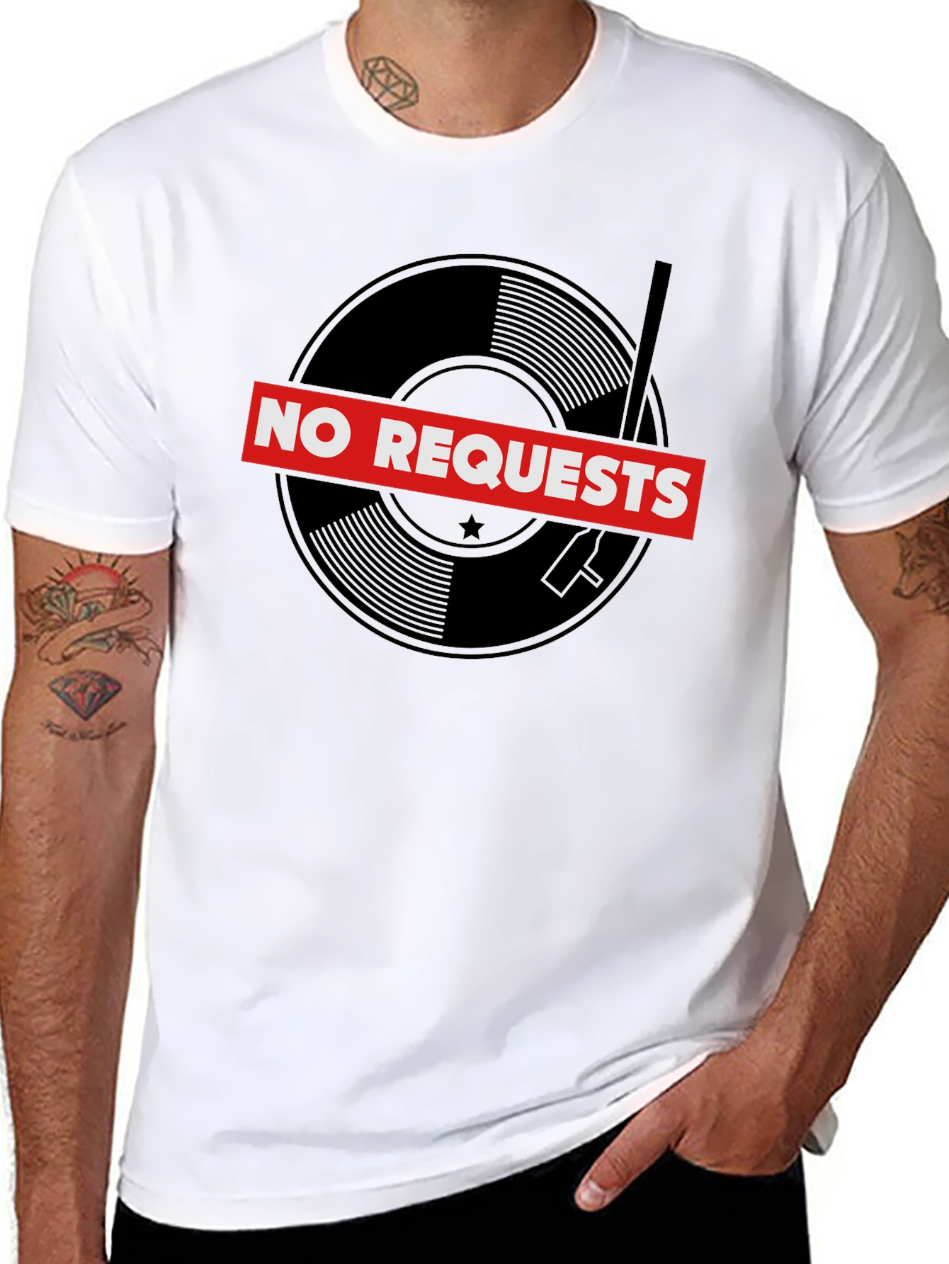 No Requests Vinyl Record Graphic T-Shirt