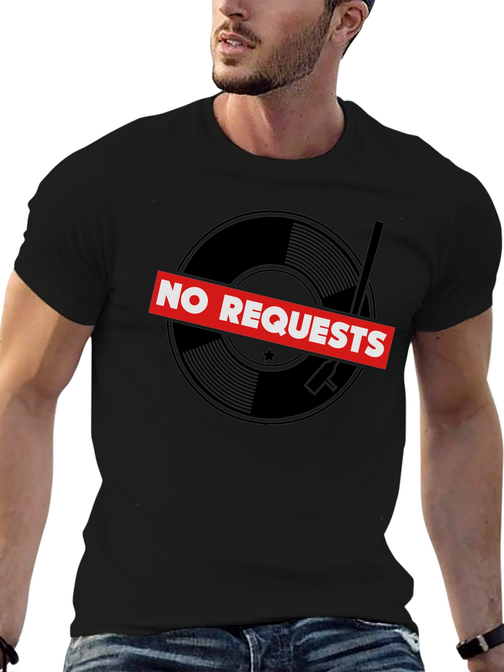 No Requests Vinyl Record Graphic T-Shirt