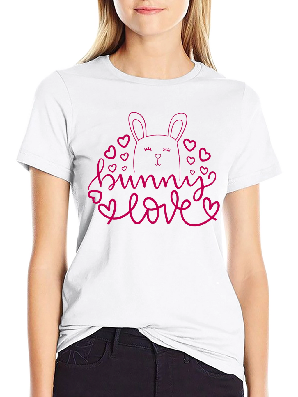 Bunny Love Black T-Shirt Cute Easter