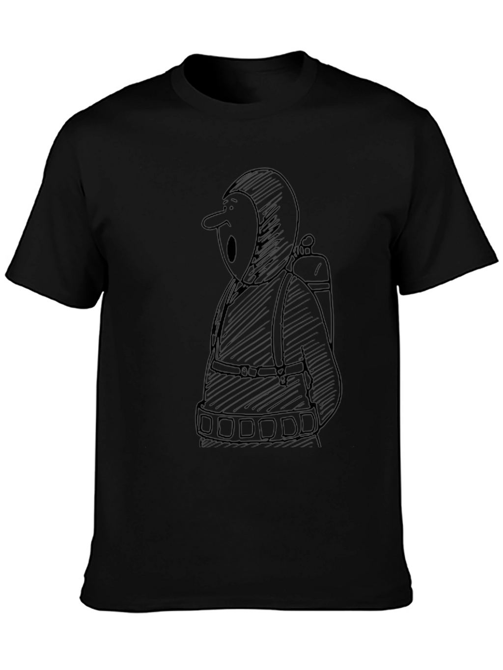 Black T-Shirt with Cartoon Figure Graphic