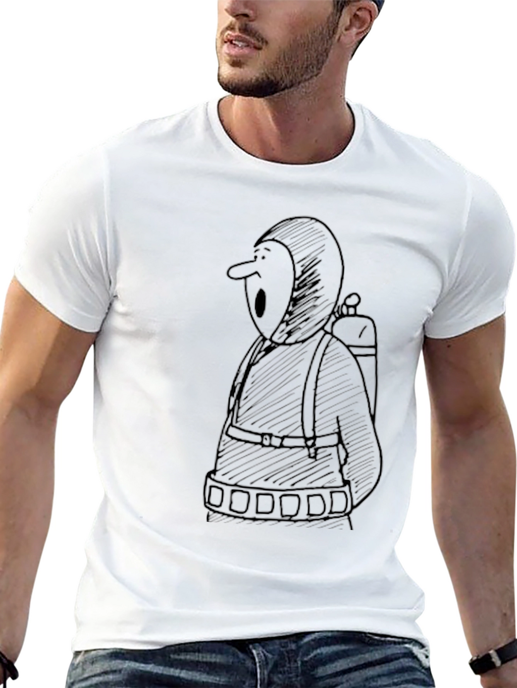 Black T-Shirt with Cartoon Figure Graphic