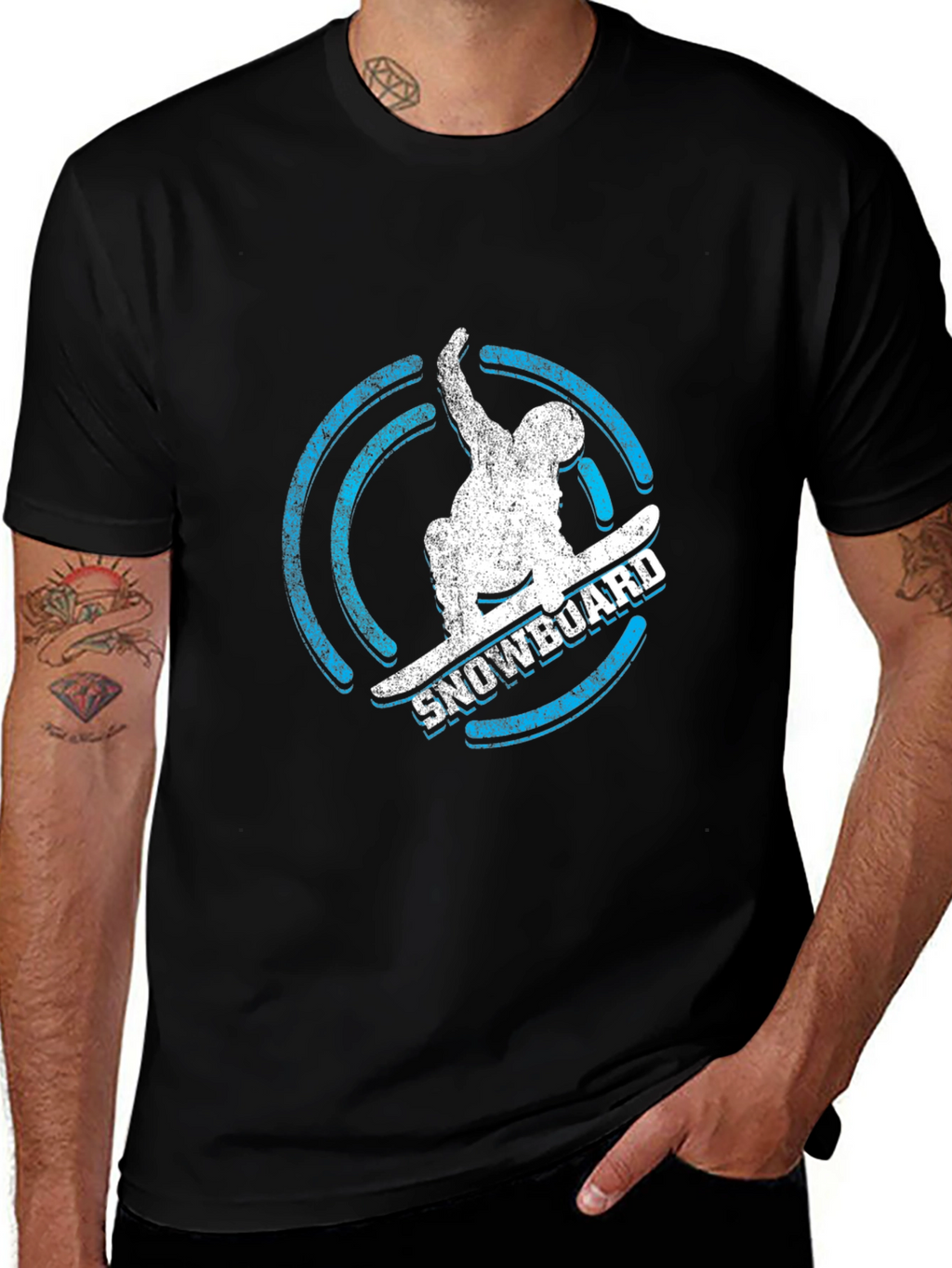 Cool Snowboarder Graphic Tee - Black Cotton T-Shirt
