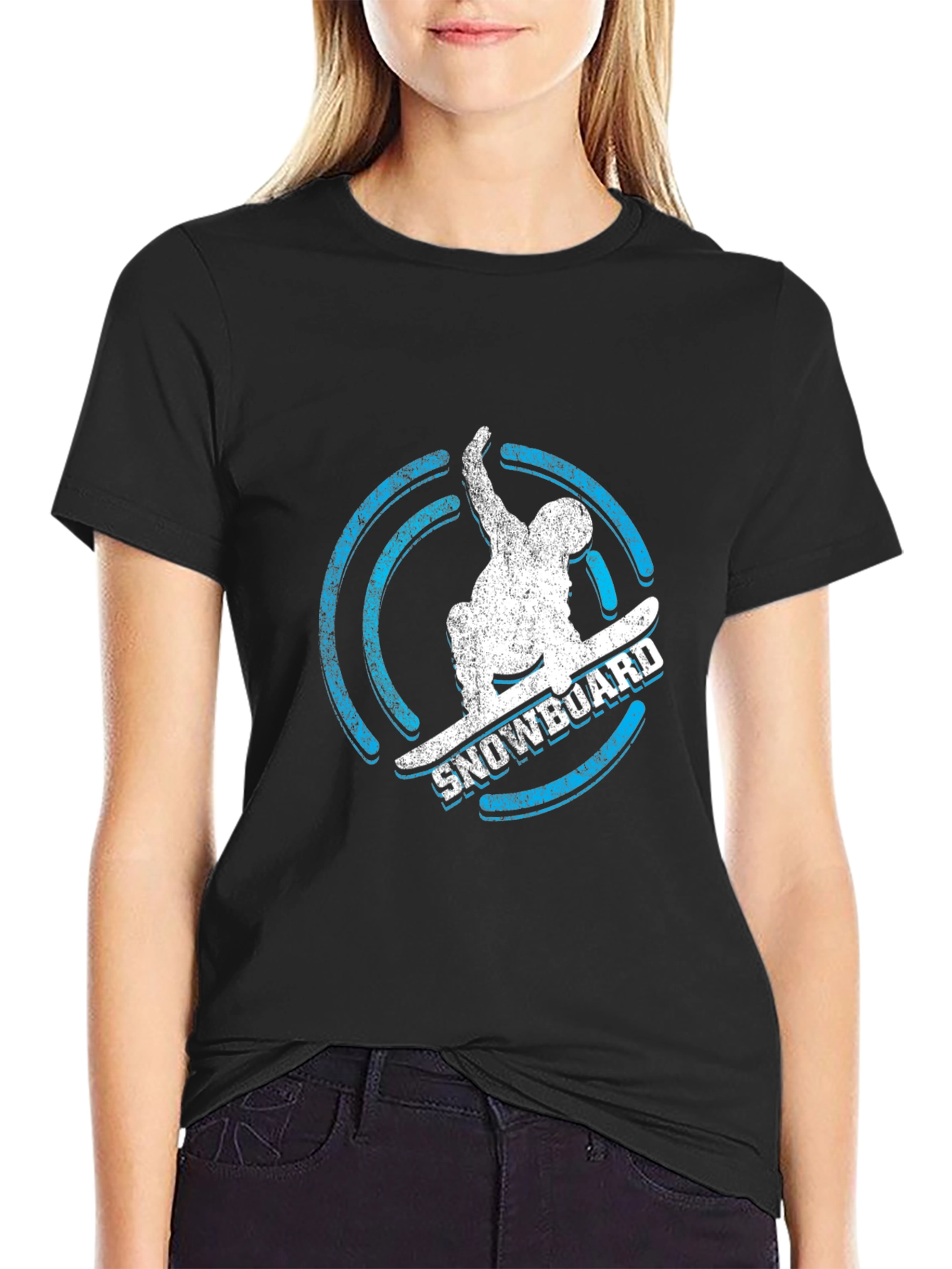 Cool Snowboarder Graphic Tee - Black Cotton T-Shirt