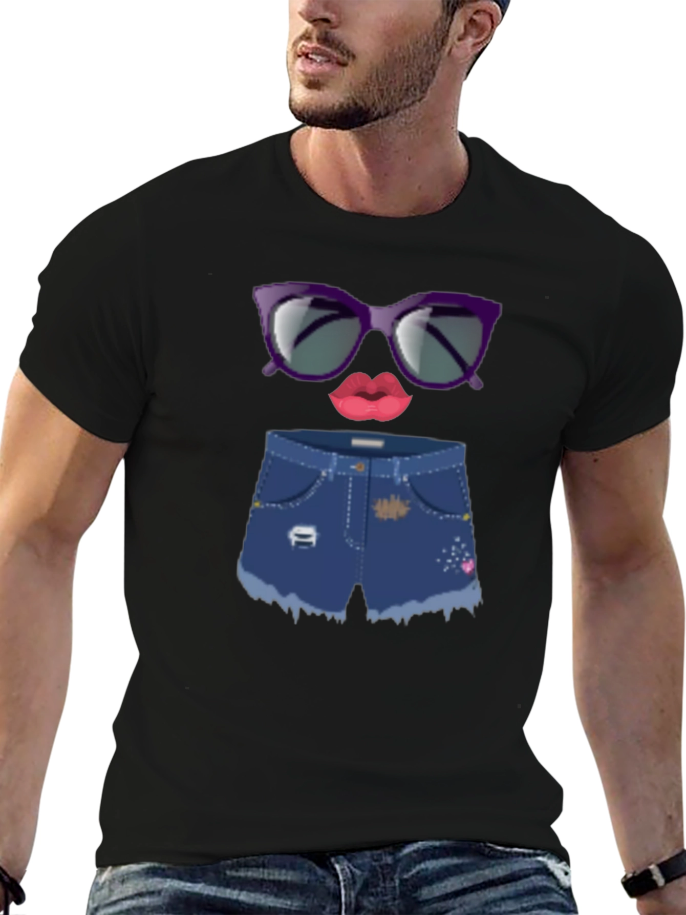Fun Emoji Face Graphic Tee - Black