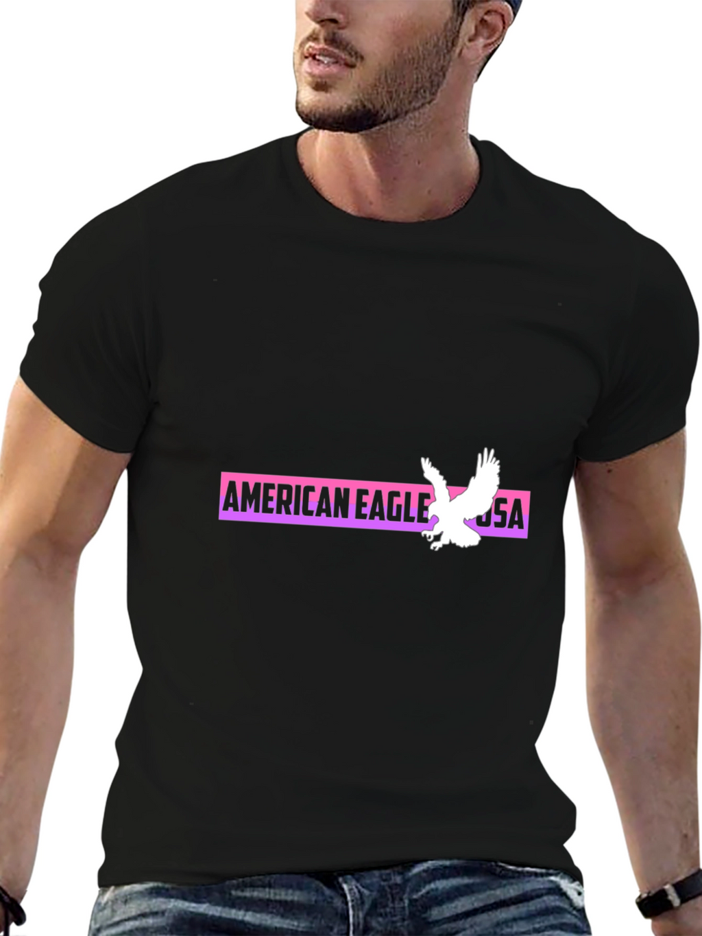 American Eagle USA Graphic Black T-Shirt