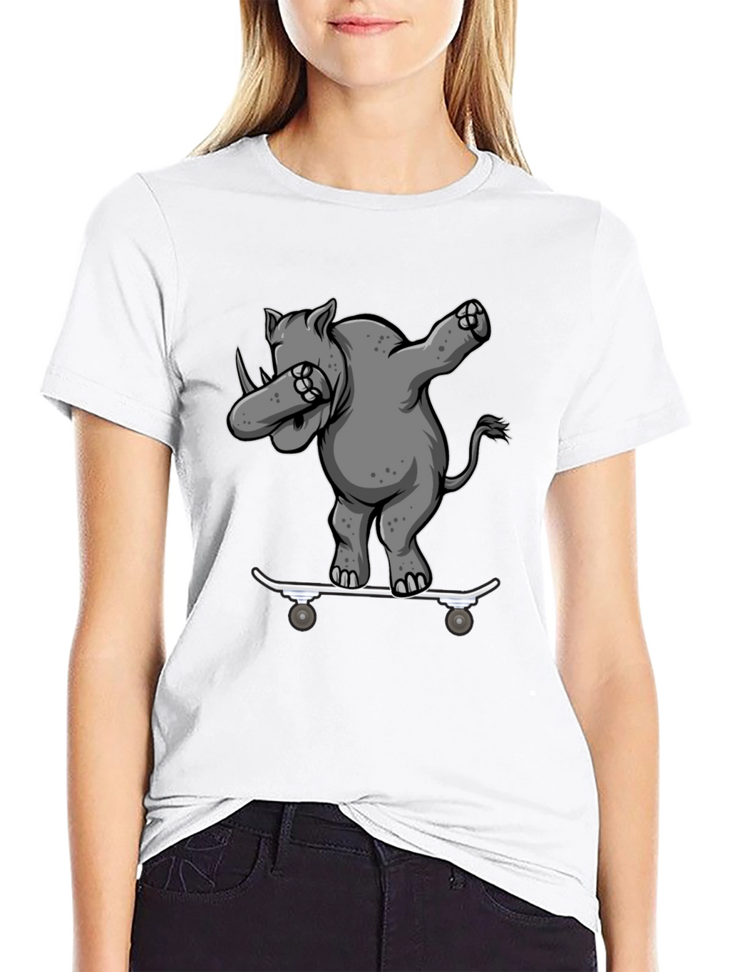 Rhino Skater Dab T-Shirt - Cool Animal Tee