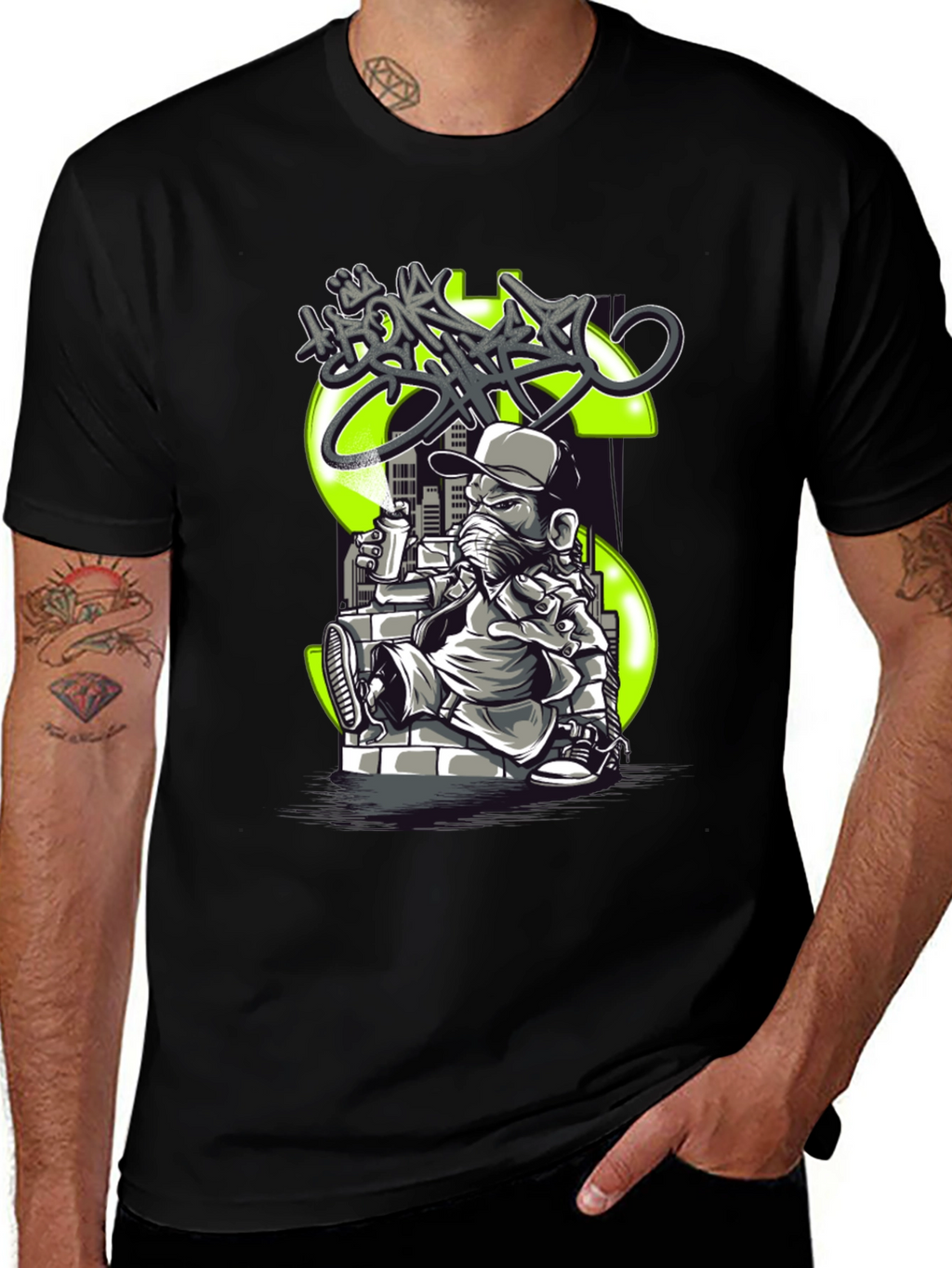 Graffiti Dollar Sign Black T-Shirt