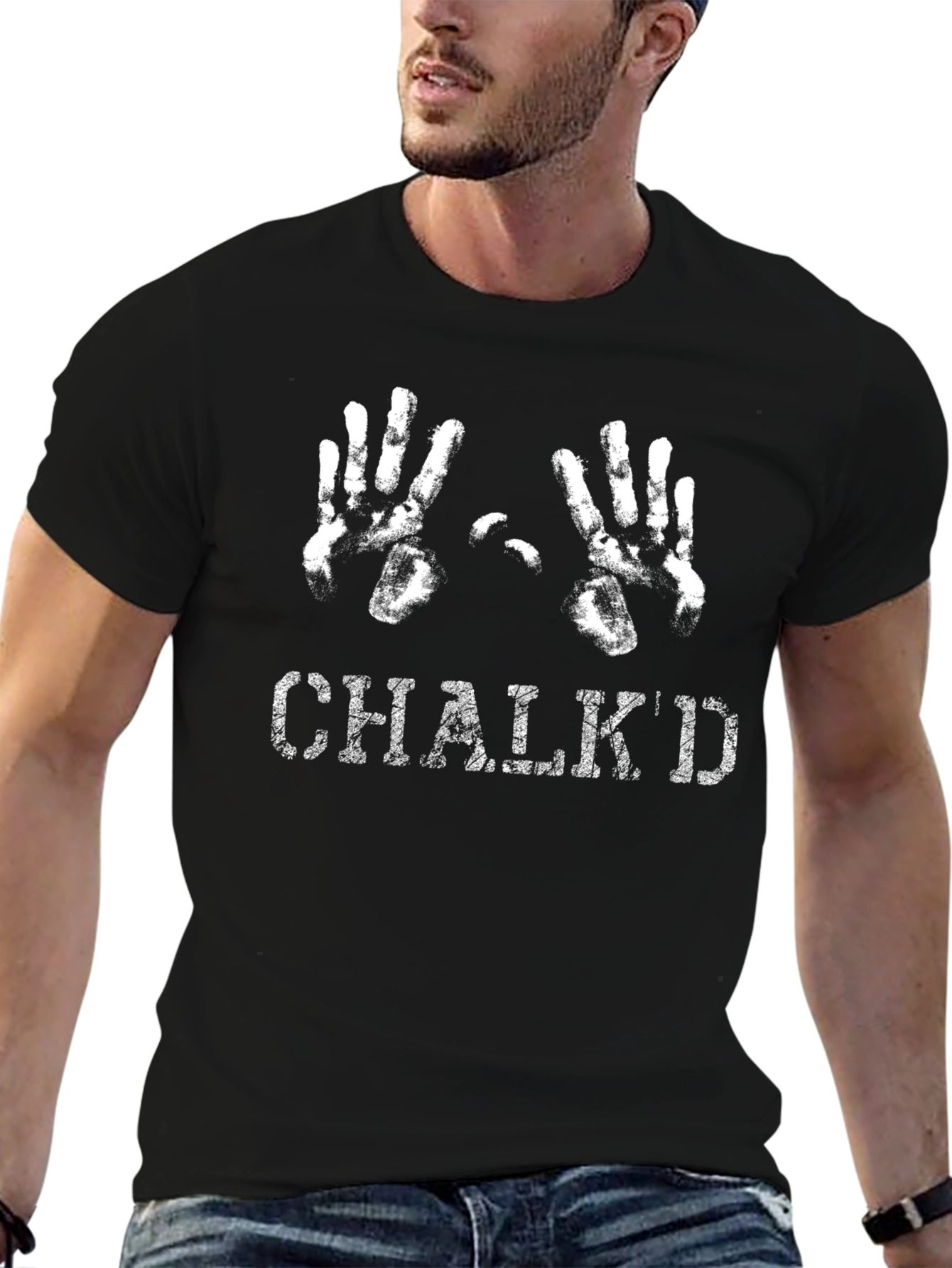 Chalkd Handprint Graphic Tee - Black Cotton T-Shirt