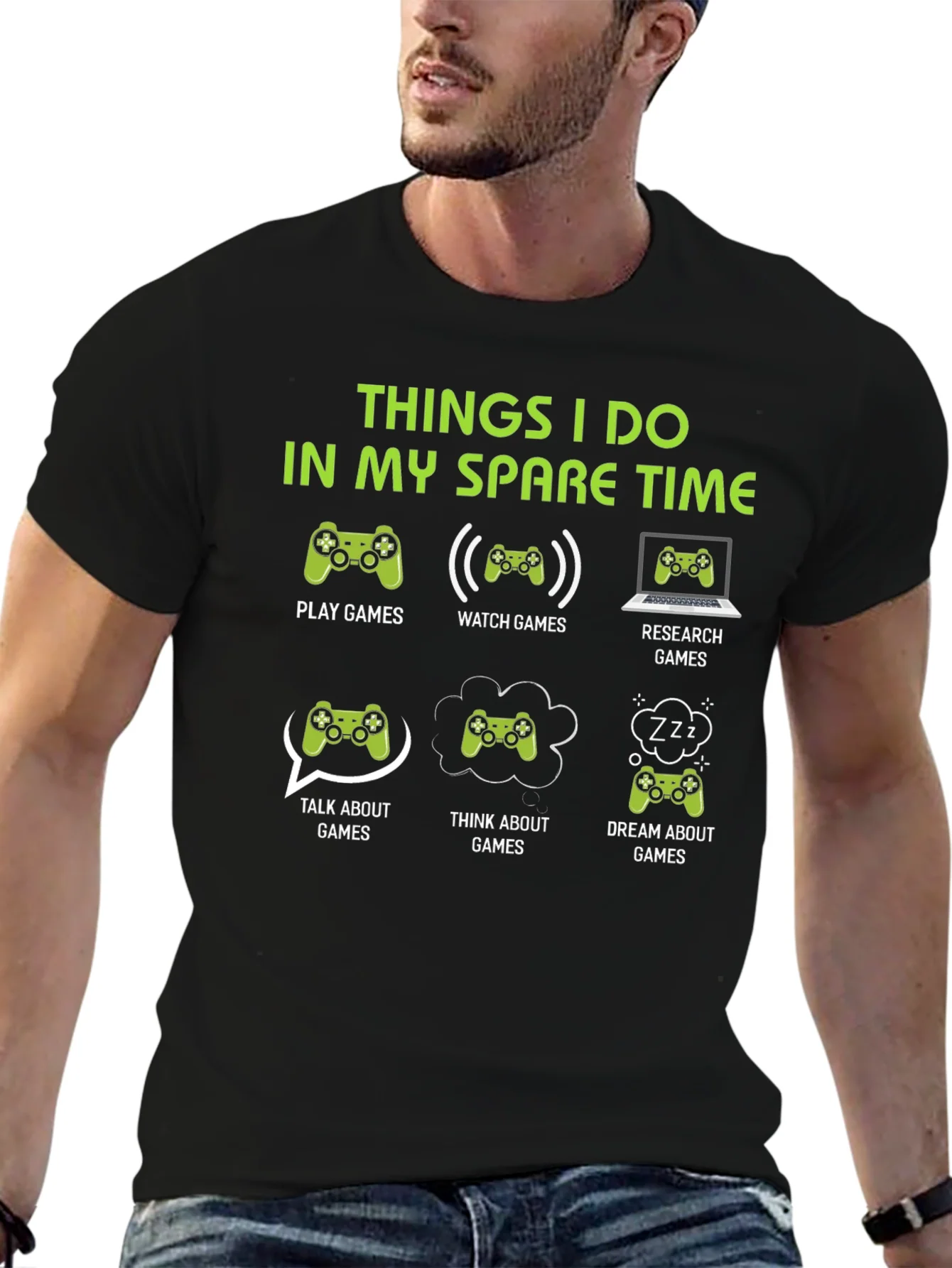 Gamer Spare Time T-Shirt - Play Watch Research Games