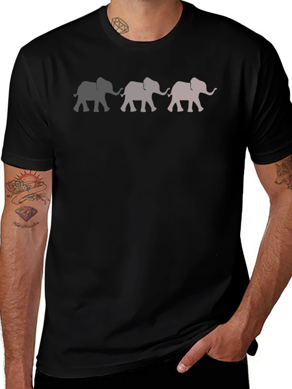 Elephant Parade Graphic Tee - Stylish Mens Black T-Shirt