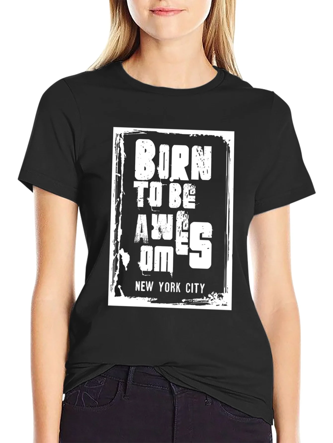 Born to Be Awesome New York City Black Tee