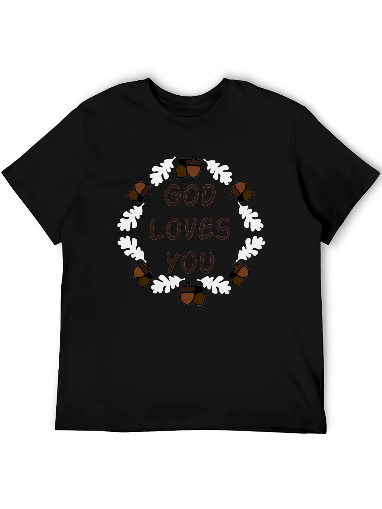 God Loves You Acorn Wreath Graphic T-Shirt