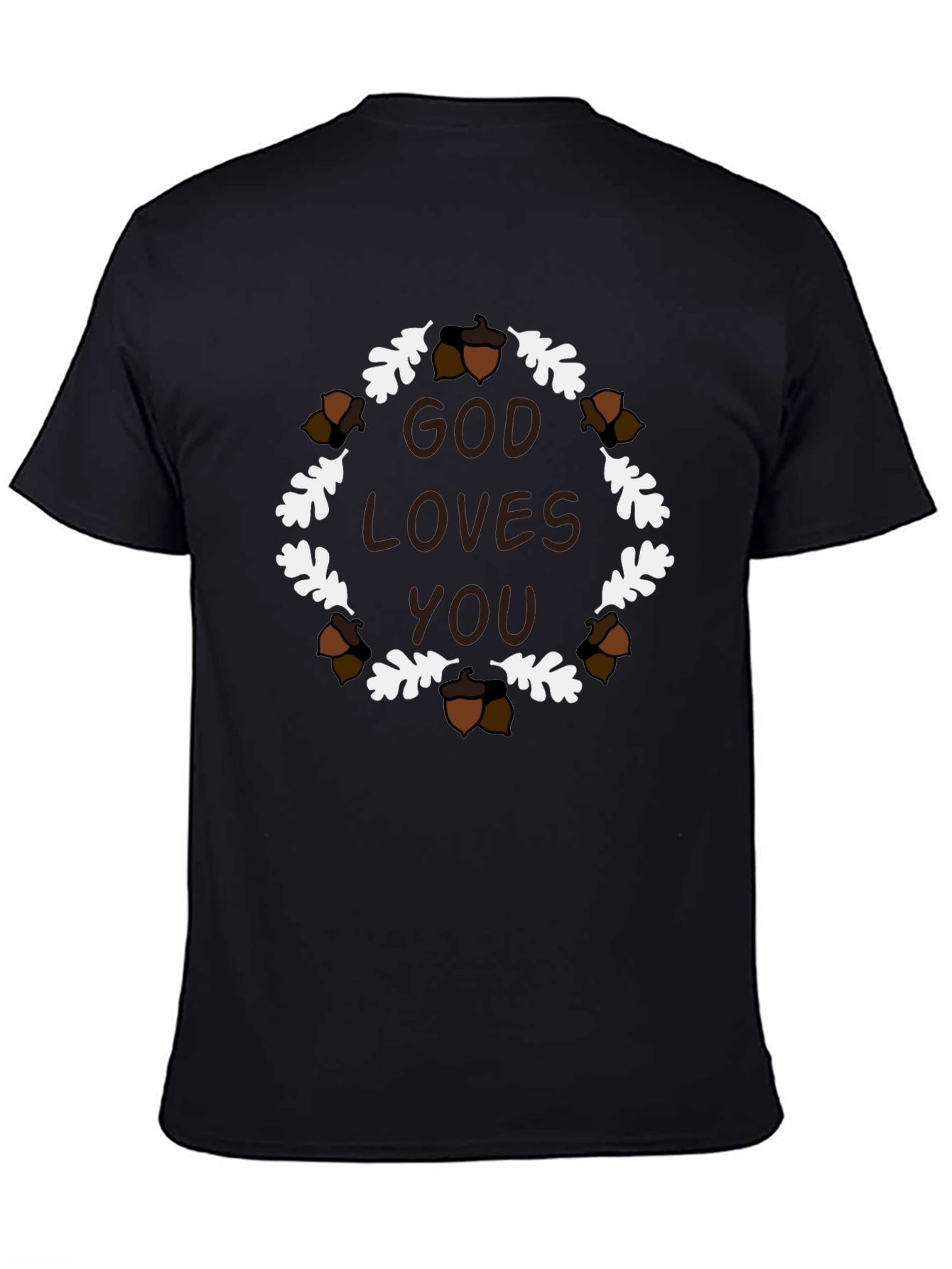 God Loves You Acorn Wreath Graphic T-Shirt