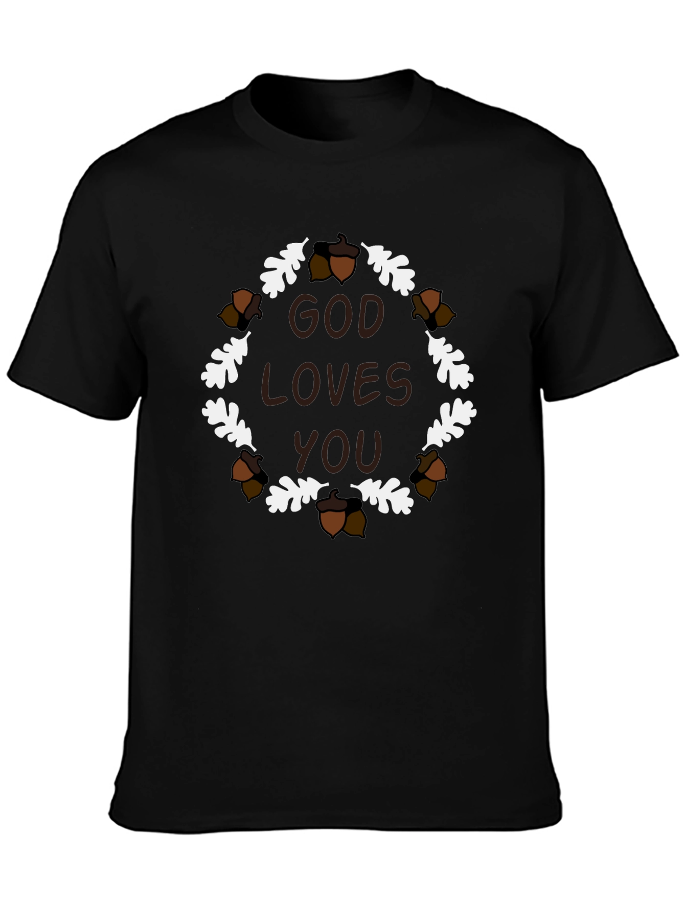 God Loves You Acorn Wreath Graphic T-Shirt
