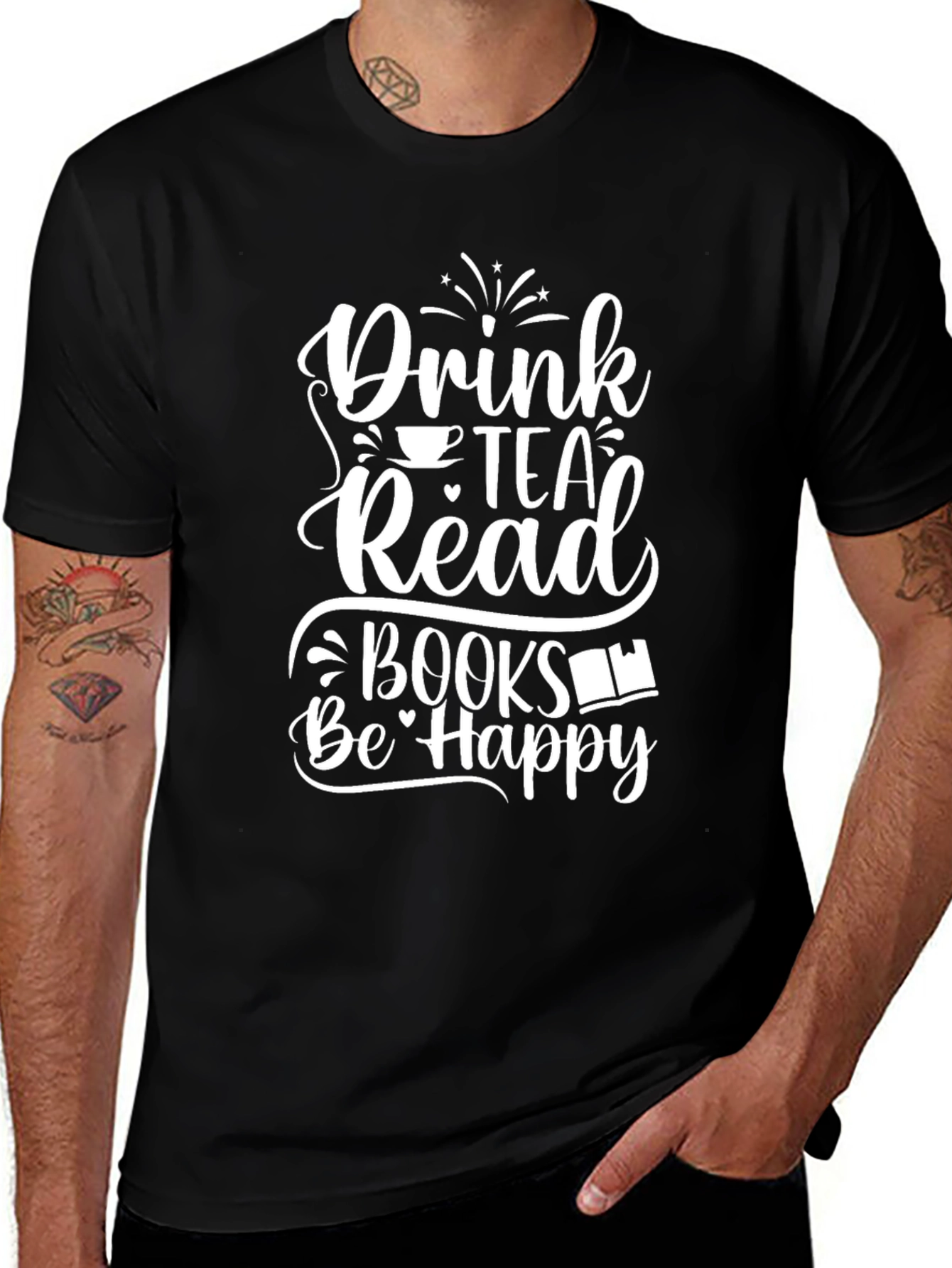 Drink Tea Read Books Be Happy Graphic Tee