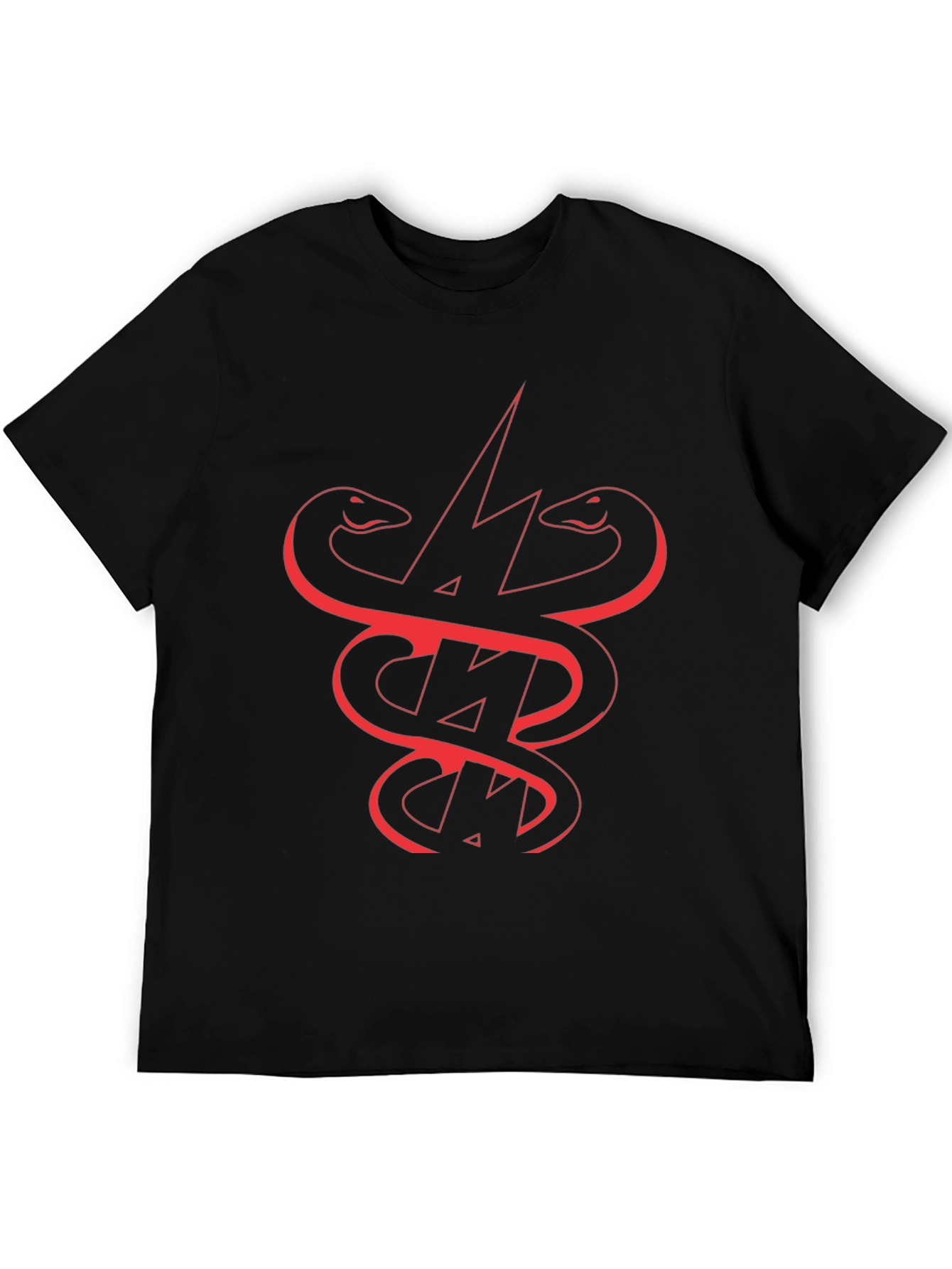 Black T-Shirt with Snake and Lightning Bolt Graphic