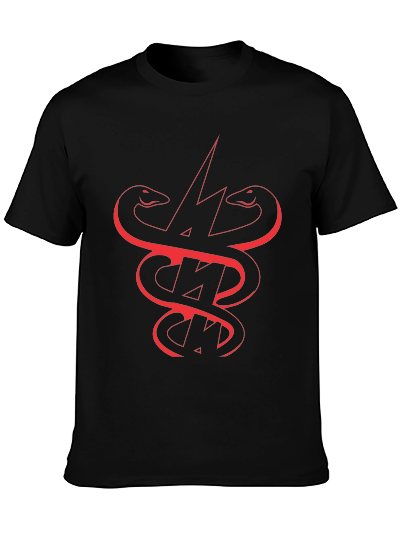 Black T-Shirt with Snake and Lightning Bolt Graphic