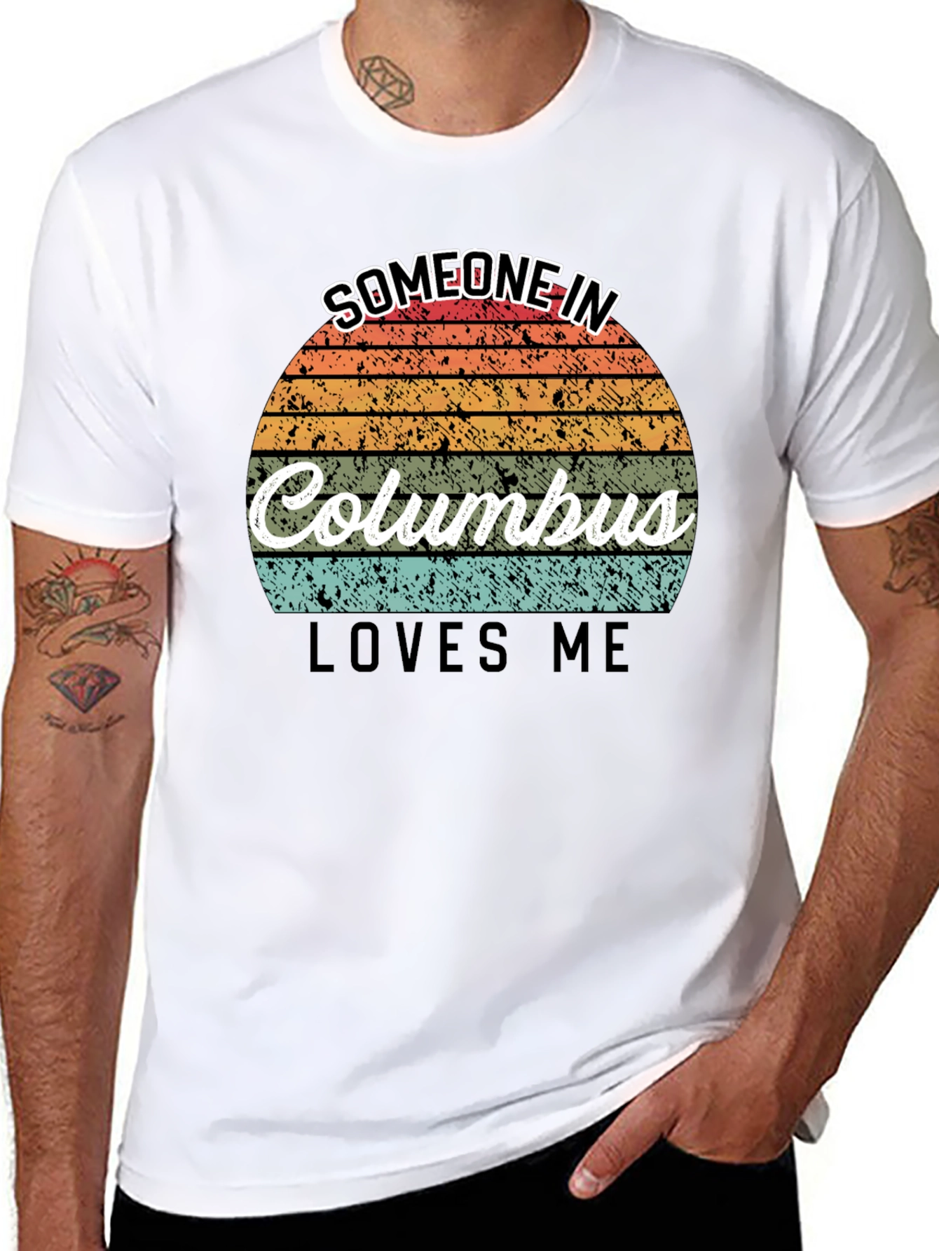 Someone In Columbus Loves Me Black T-Shirt