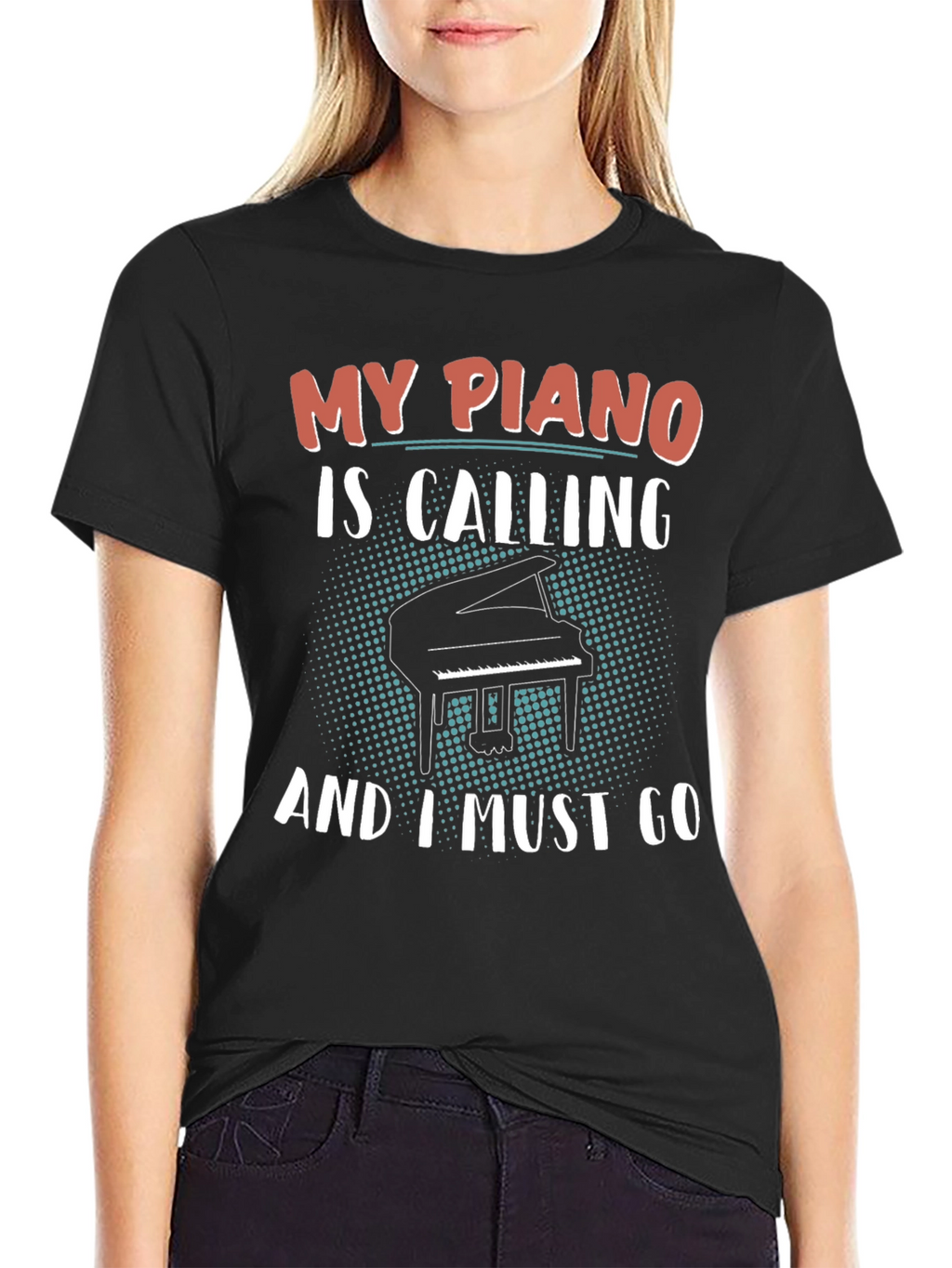 My Piano Is Calling Black T-Shirt
