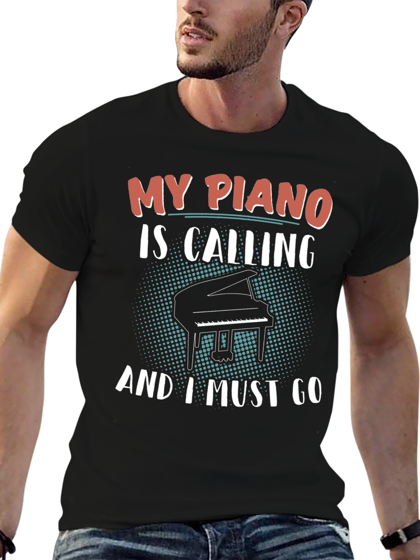 My Piano Is Calling Black T-Shirt