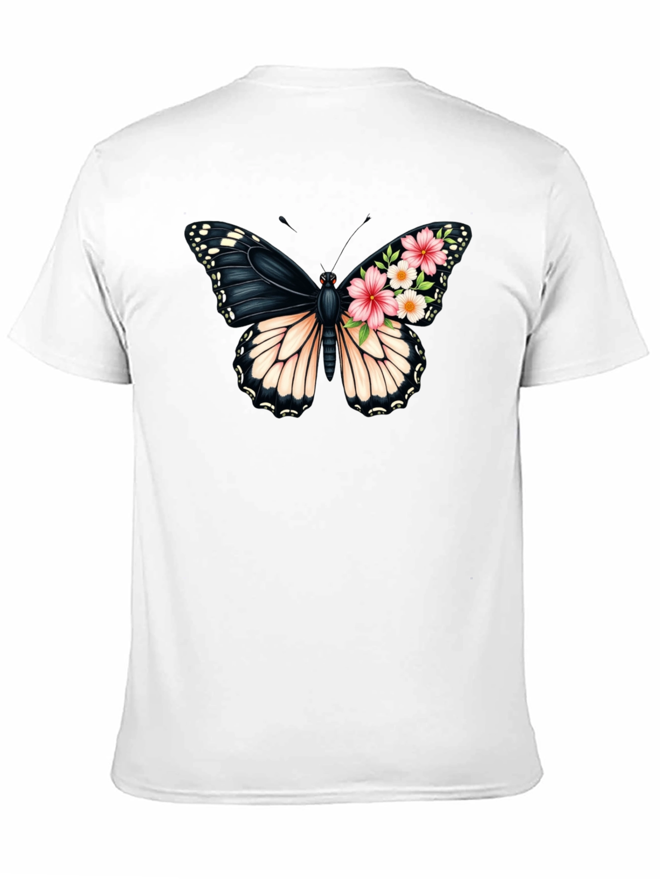 Butterfly Floral Graphic Black T-Shirt