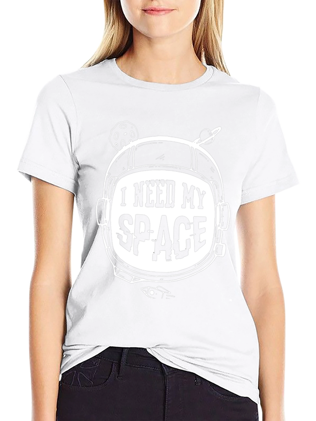 I Need My Space Black T-Shirt - Astronaut Design