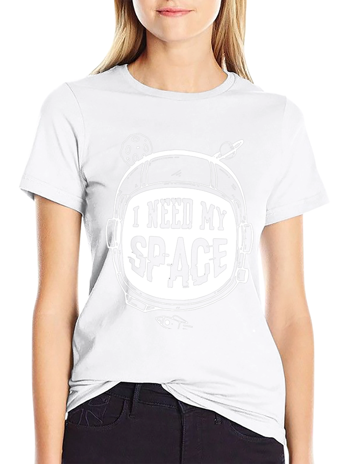 I Need My Space Black T-Shirt - Astronaut Design