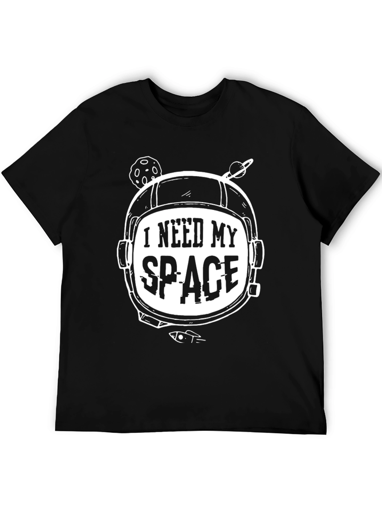 I Need My Space Black T-Shirt - Astronaut Design