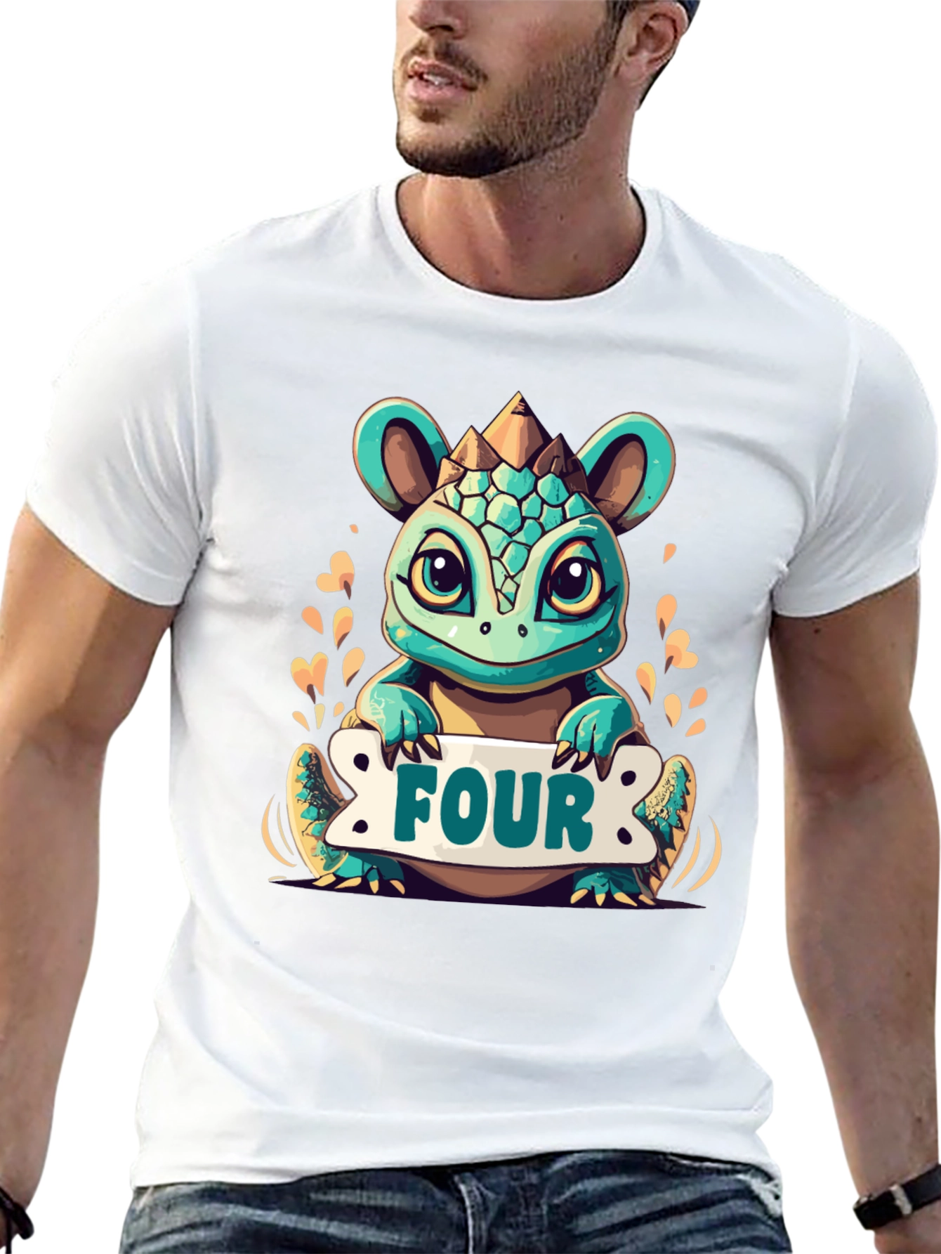 Cute 4th Birthday Dinosaur T-Shirt for Kids