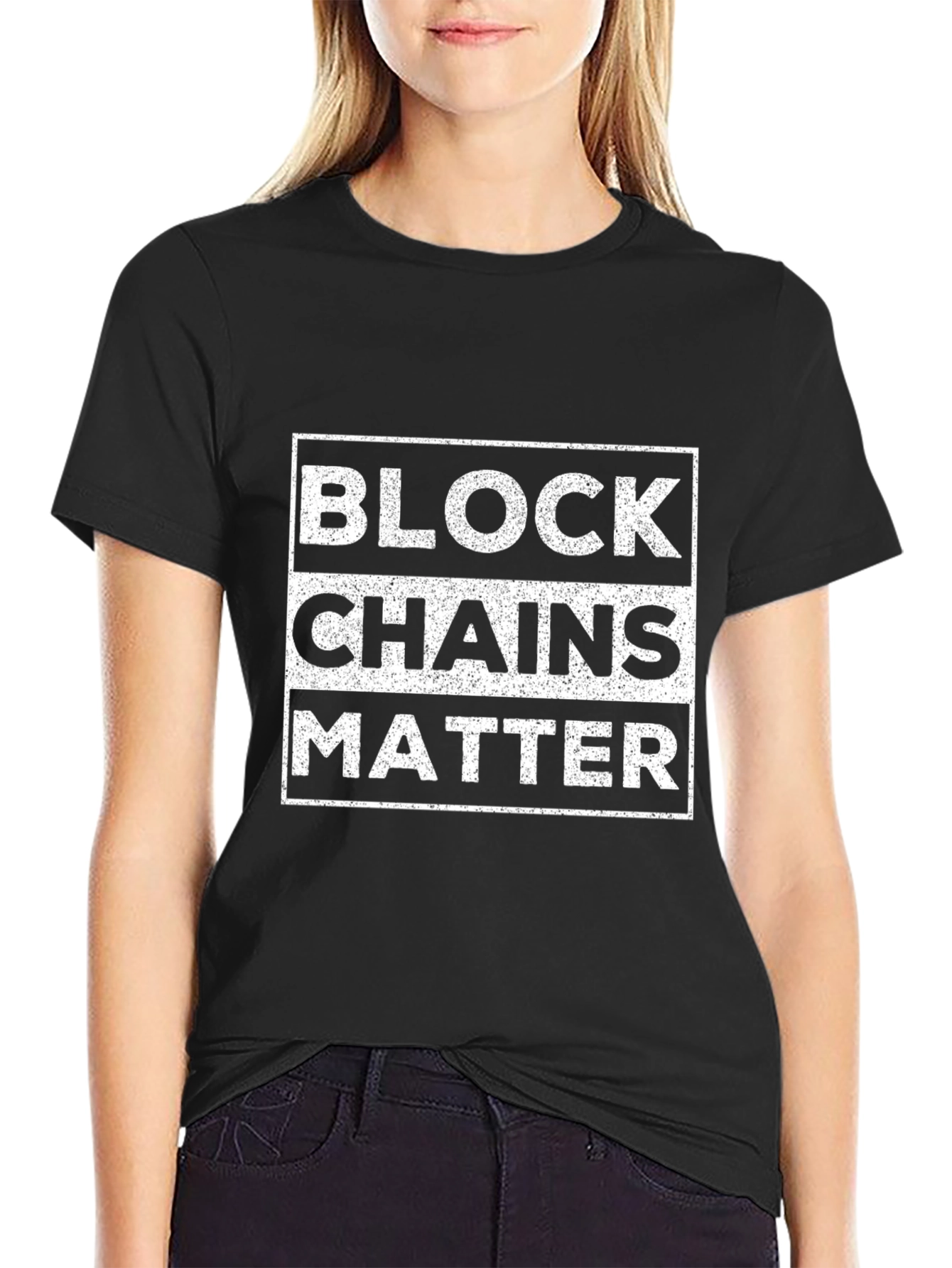 Block Chains Matter Graphic Tee - Soft Cotton Casual T-Shirt