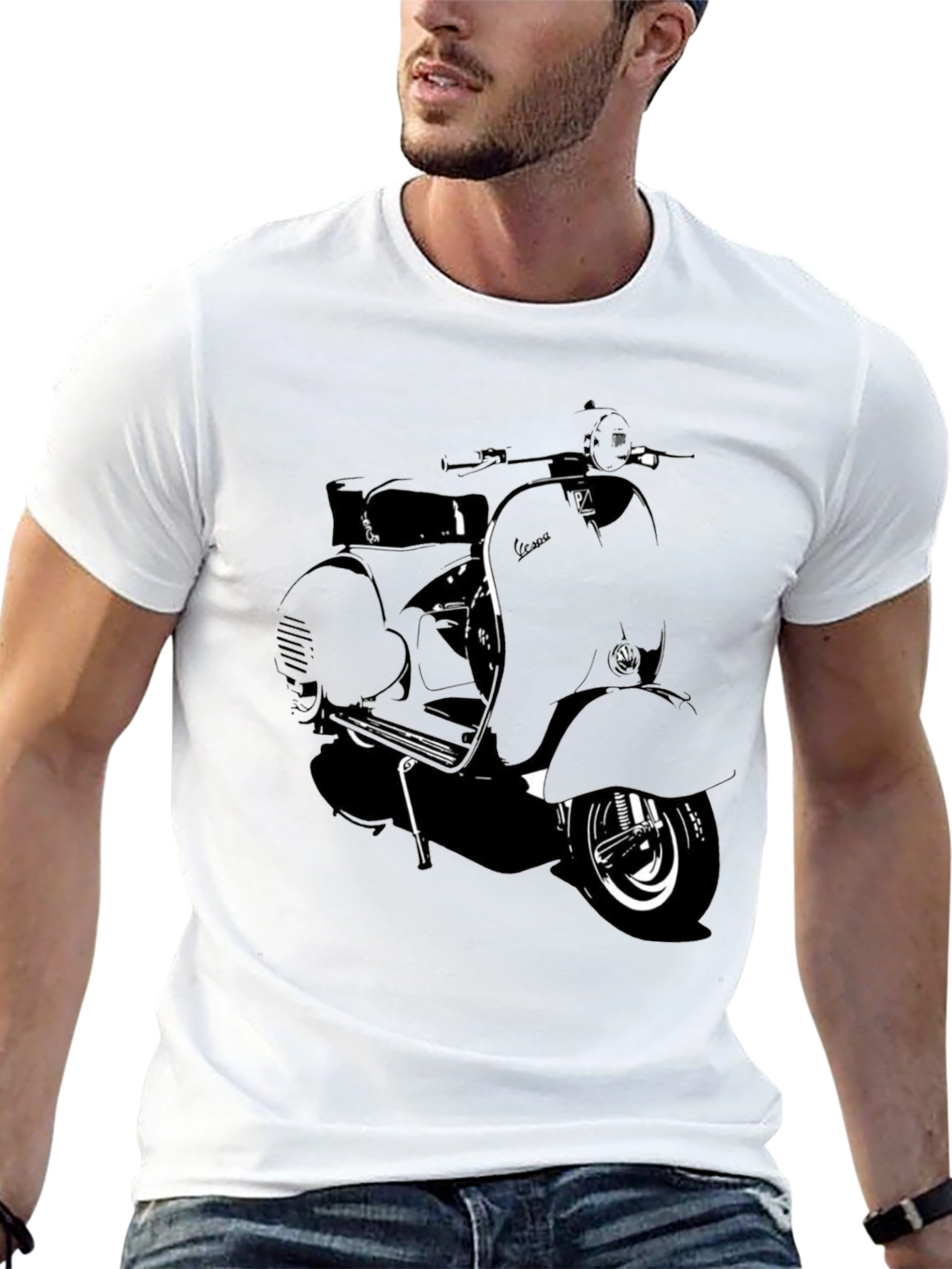 Retro Scooter Graphic T-Shirt - Black