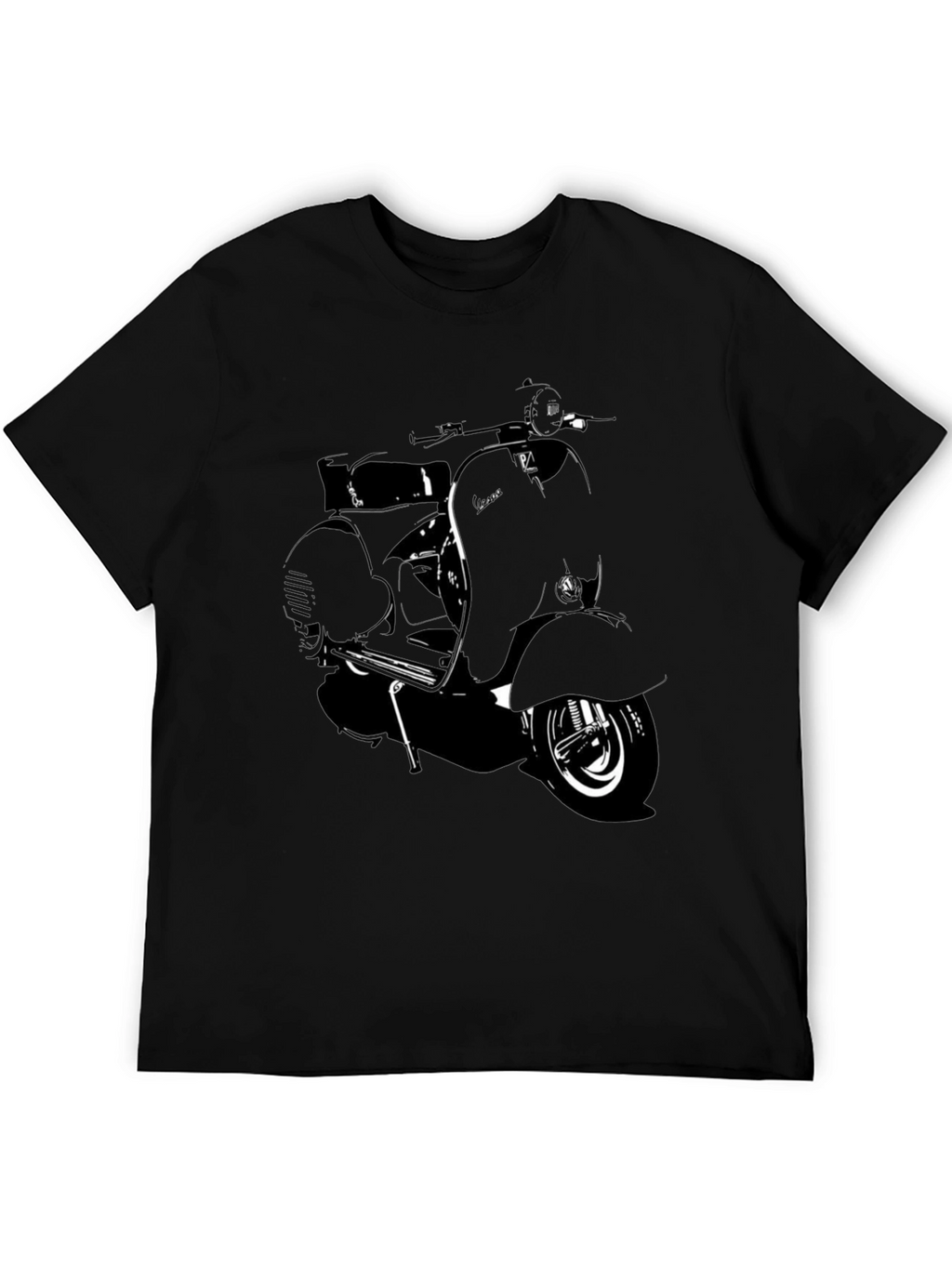 Retro Scooter Graphic T-Shirt - Black