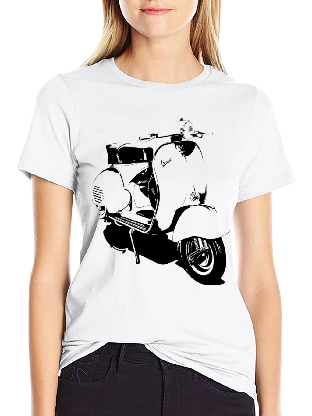 Retro Scooter Graphic T-Shirt - Black