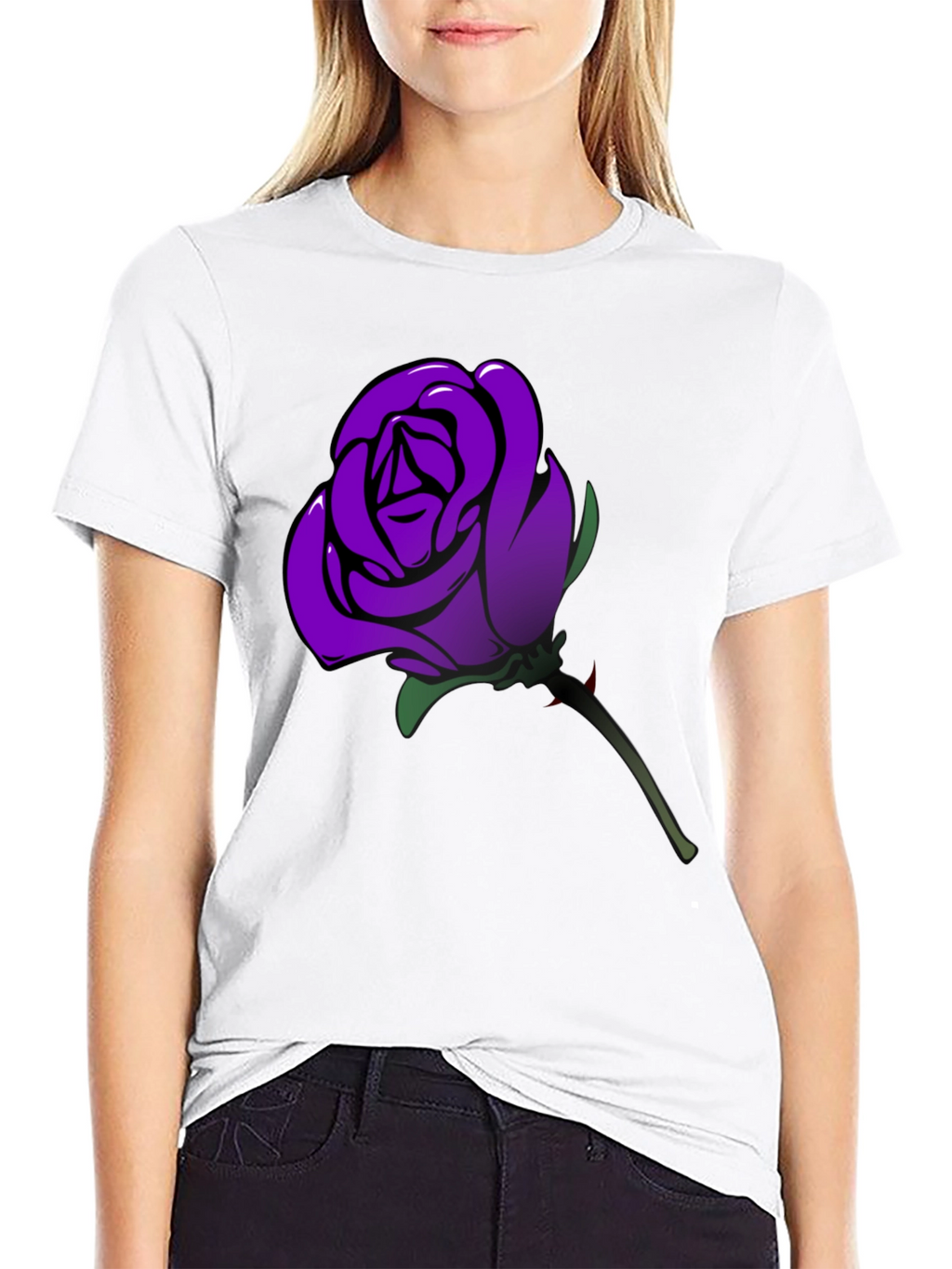 Purple Rose Graphic T-Shirt - Mens Black Tee