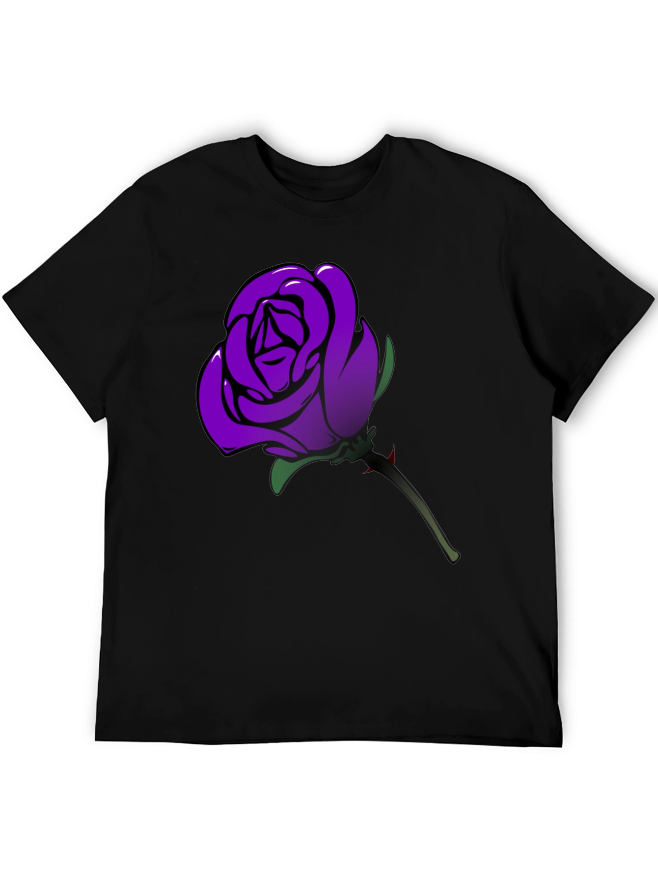 Purple Rose Graphic T-Shirt - Mens Black Tee