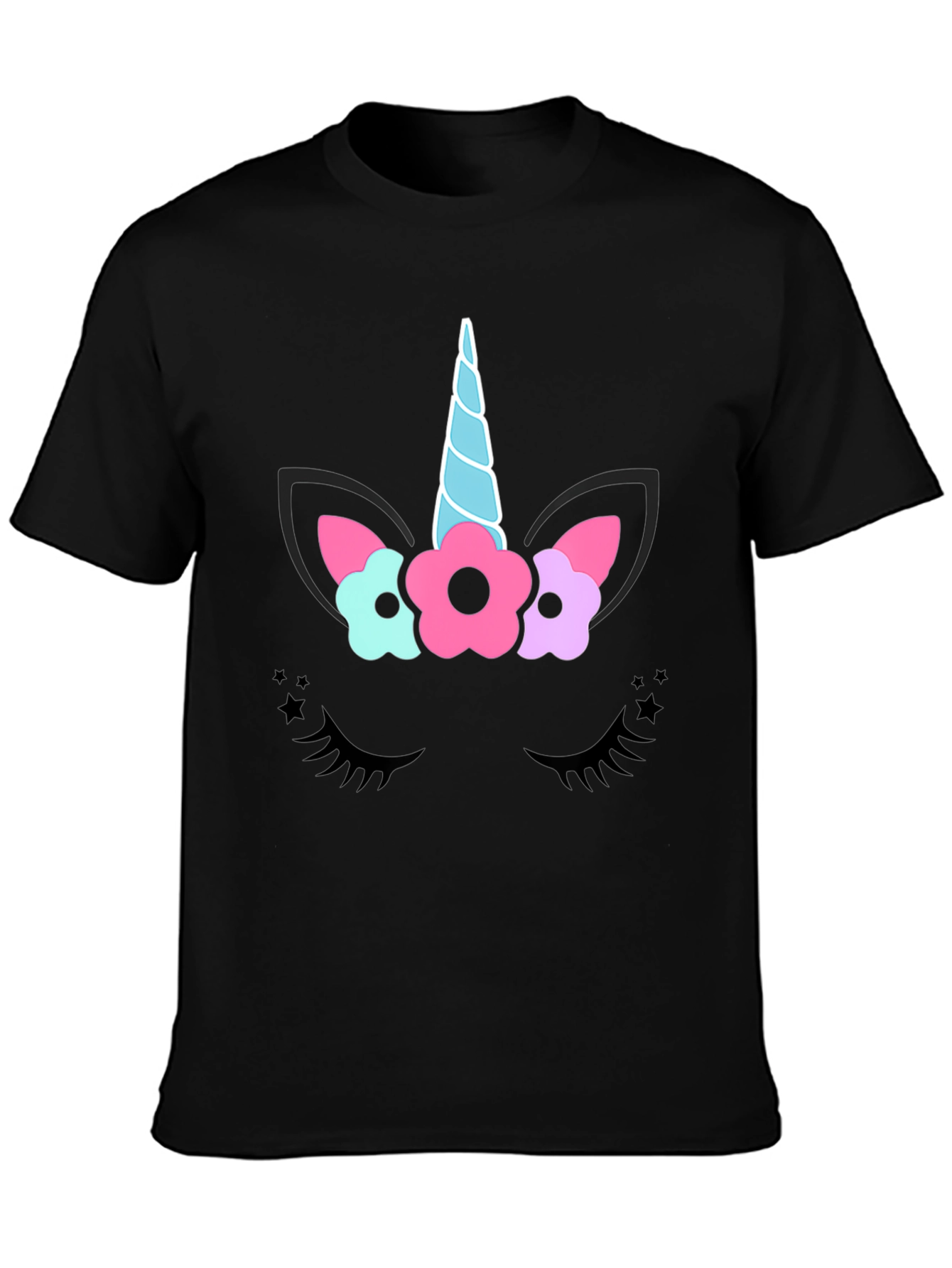 Unicorn Face Graphic Tee - Mens Black T-Shirt