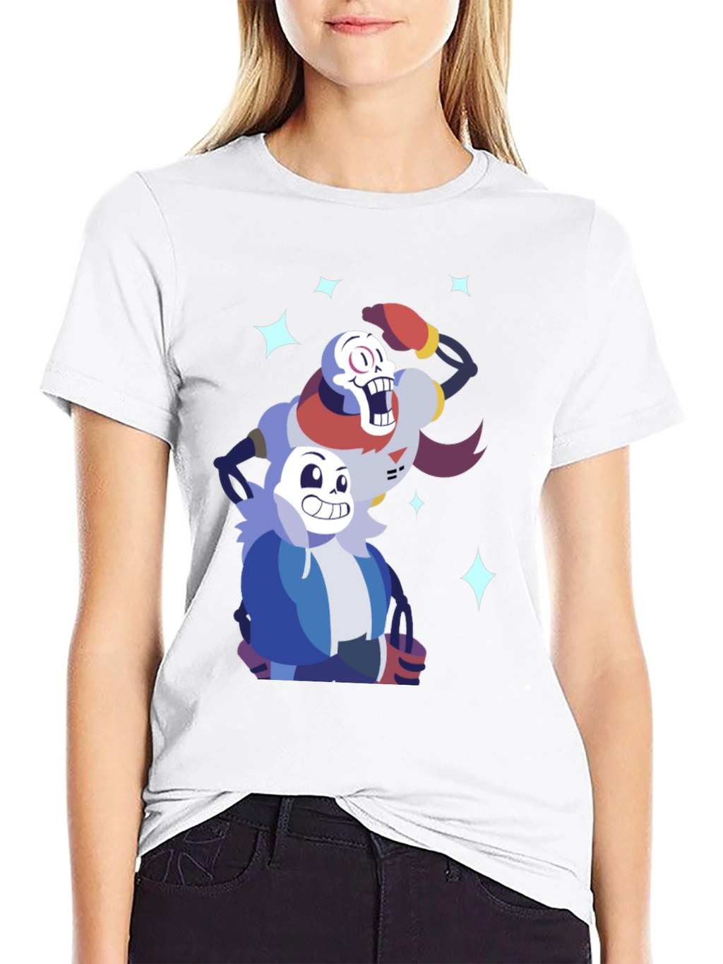 Undertale Sans and Papyrus Black Graphic Tee