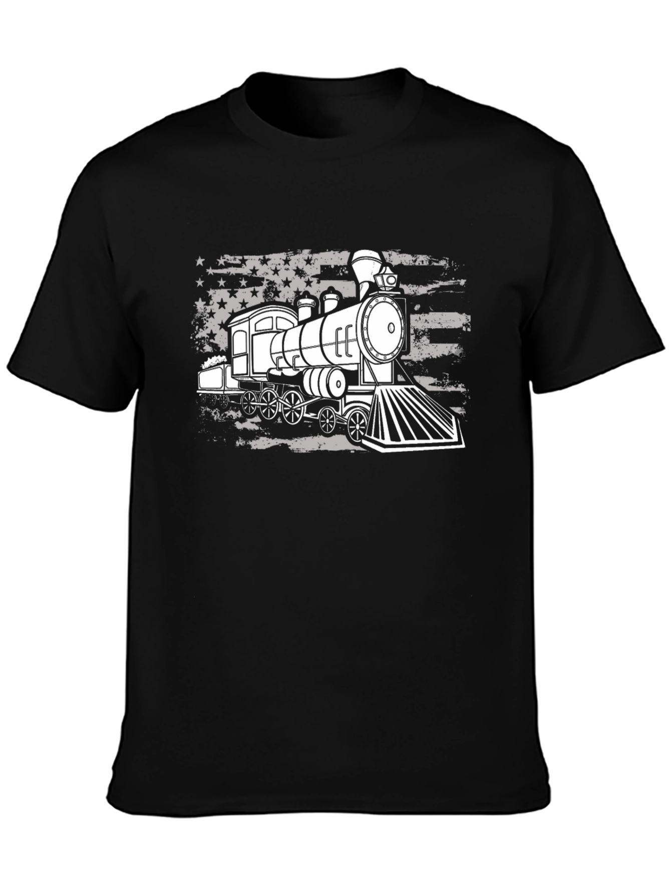 Train American Flag Graphic T-Shirt