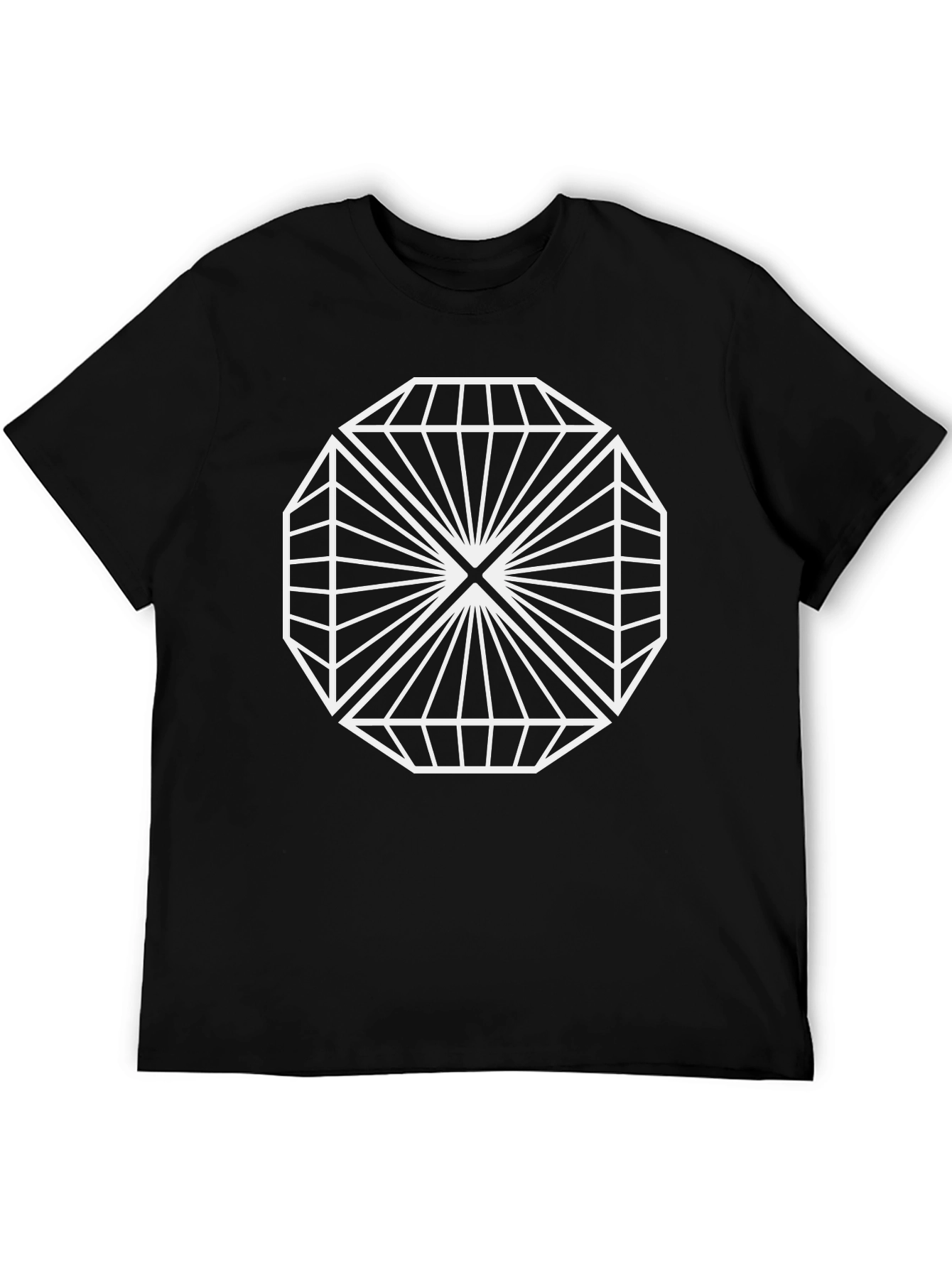 Geometric Octagon Graphic T-Shirt - Black