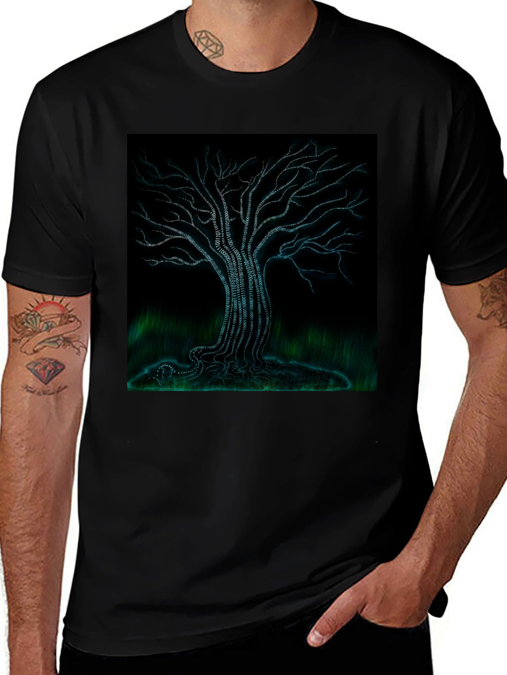 Binary Tree Graphic Tee - Black